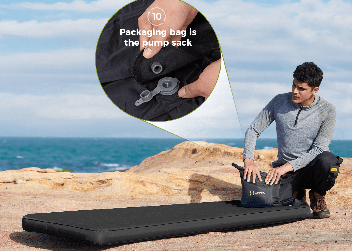 ATEPA Black R Value Sleeping Pad for Cold Weather Camping