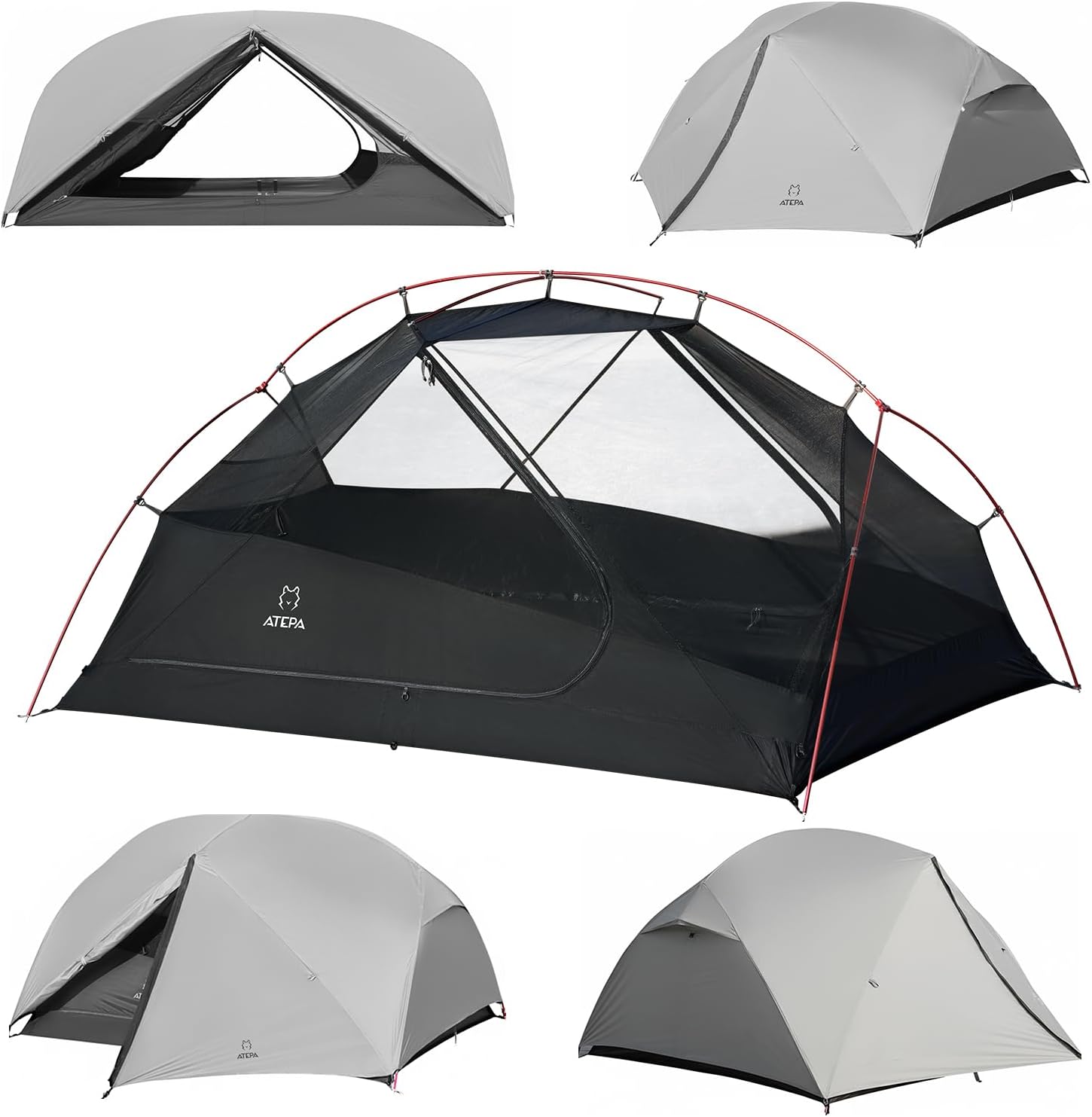 ATEPA 2-Person Ultralight Backpacking Tent GREY