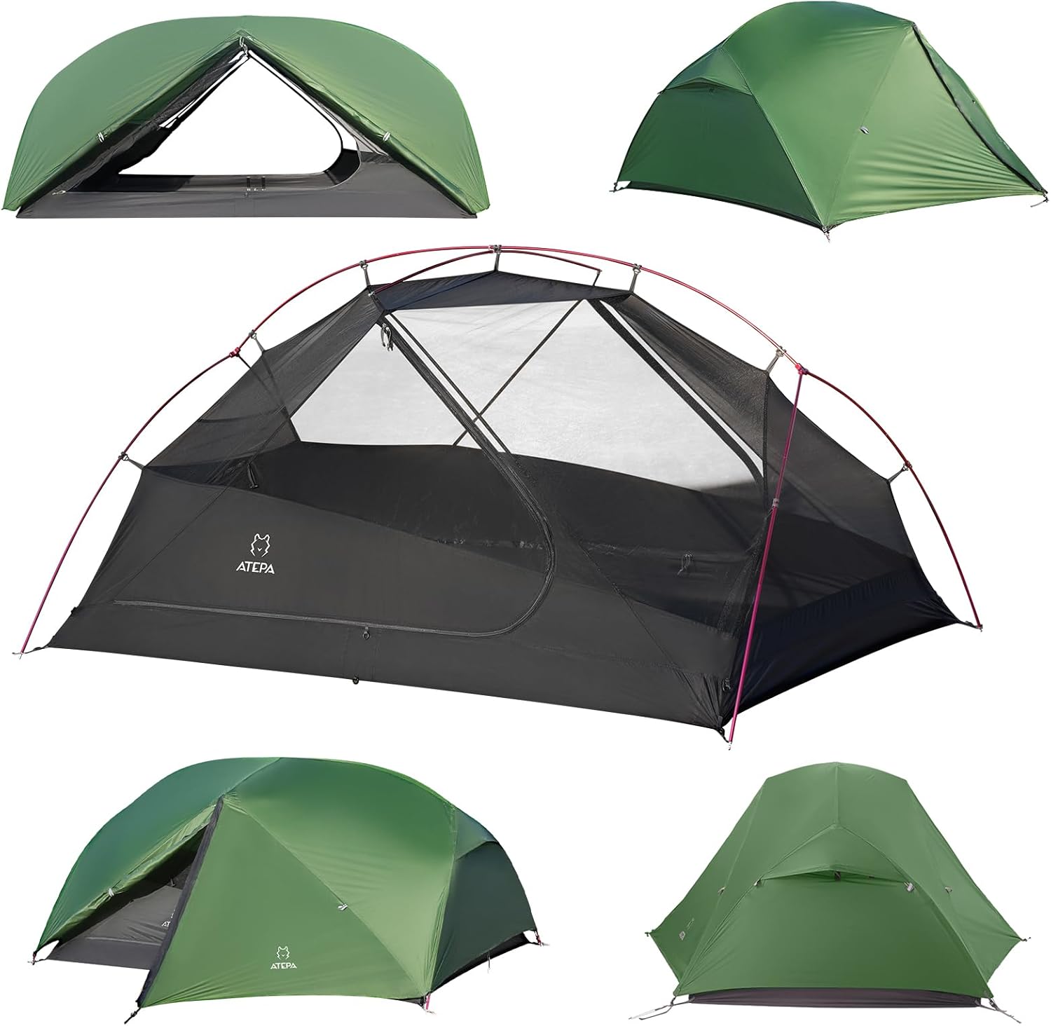 ATEPA 2-Person Ultralight Backpacking Tent GREEN