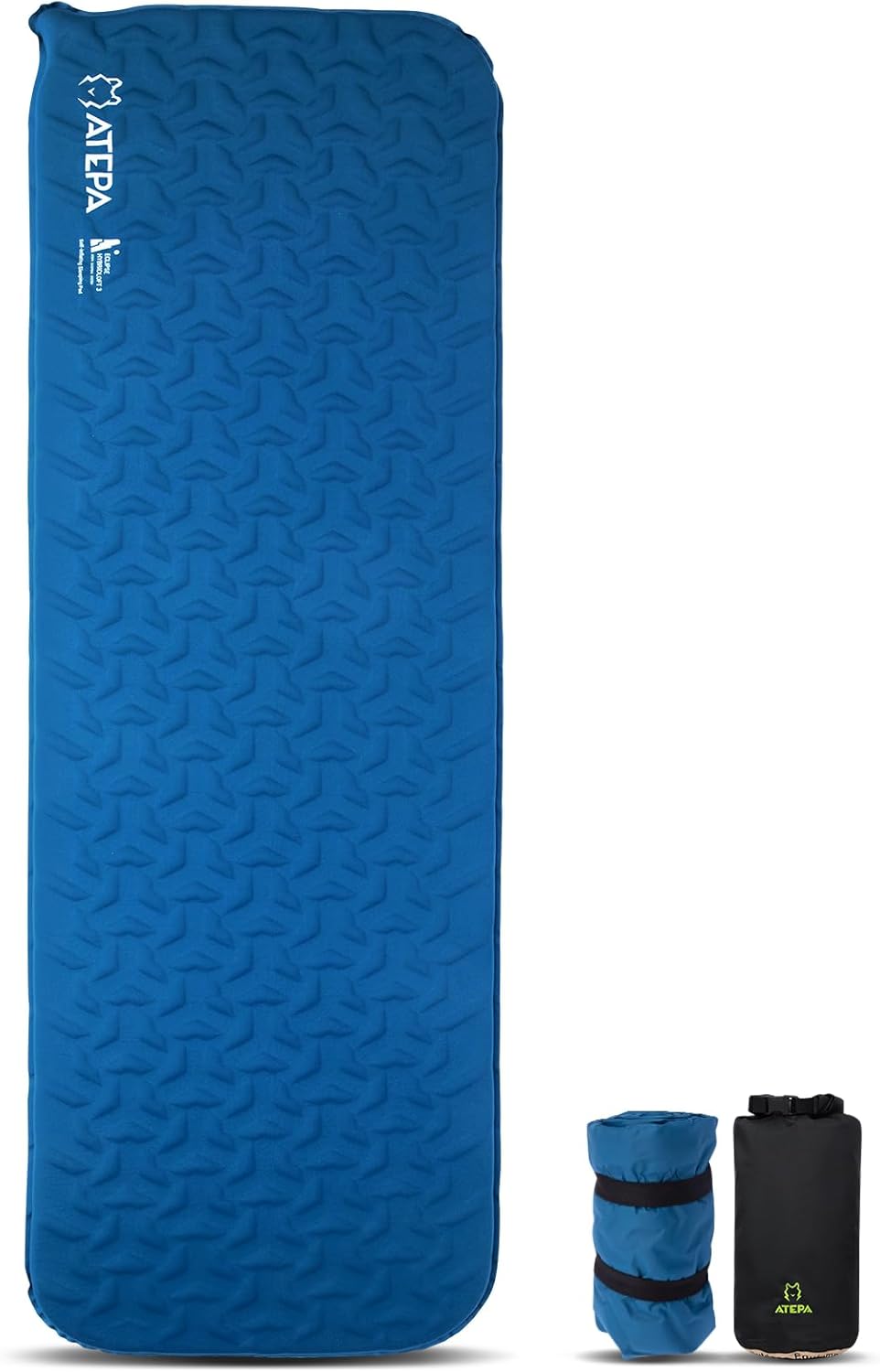 ATEPA Self-Inflating Sleeping Pad With Compact Foam for Backpacking 3 Season Mat HybridLoft Navy