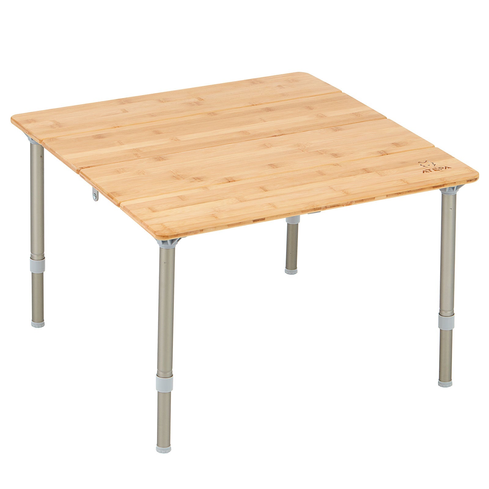 ATEPA foldable 60x60 bamboo camping table for outdoor use