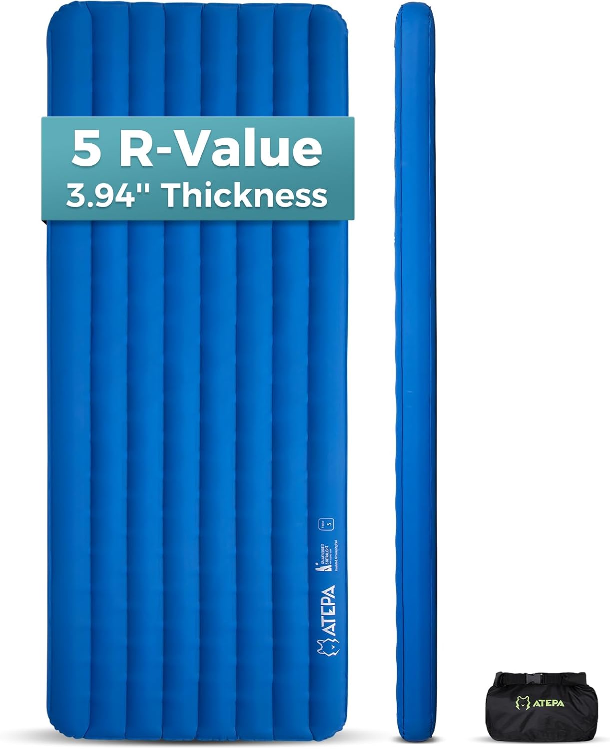 ATEPA Ultralight Insulated Sleeping Pad | R-Value 5.0 for 3 Season Backpacking ThermAir Navy