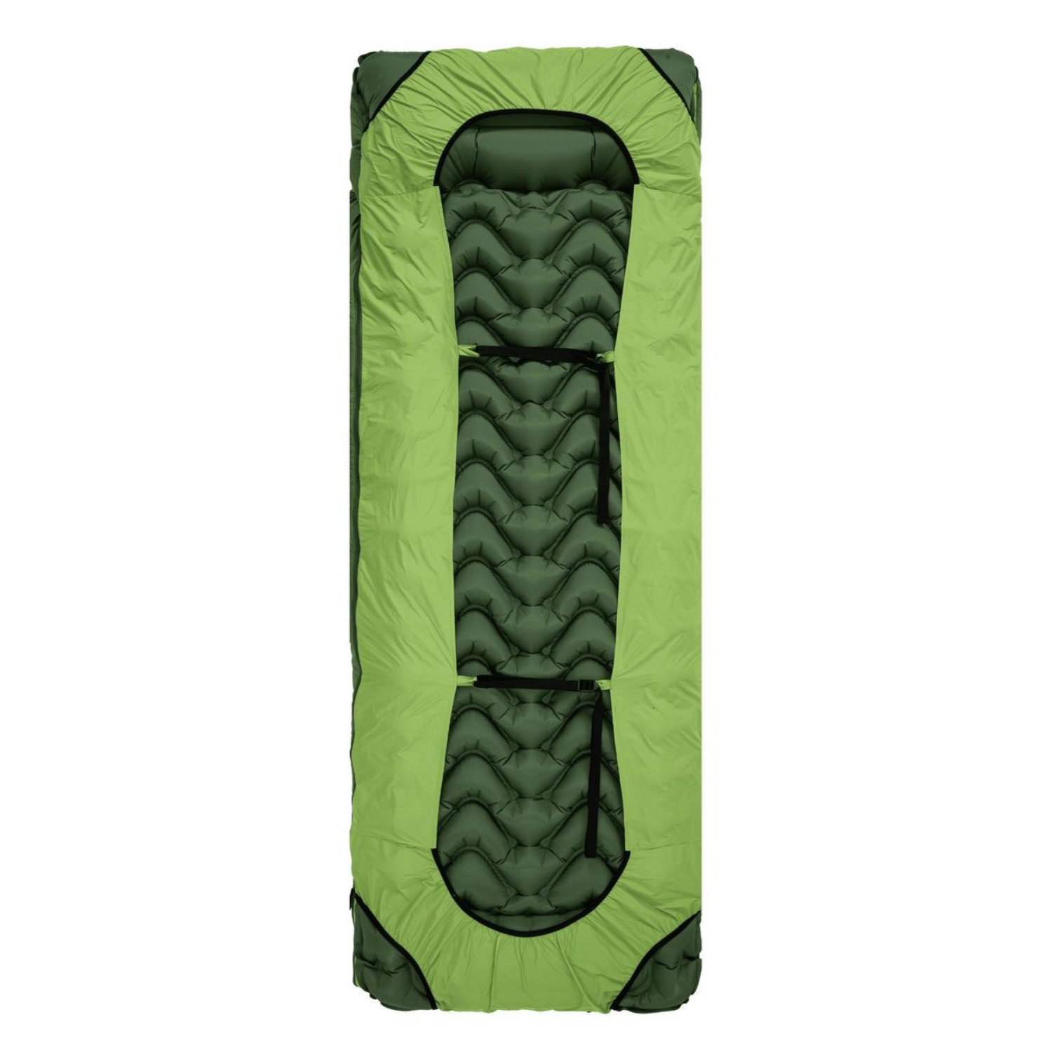 Ultralight sleeping bag green model ideal for backpacking trips