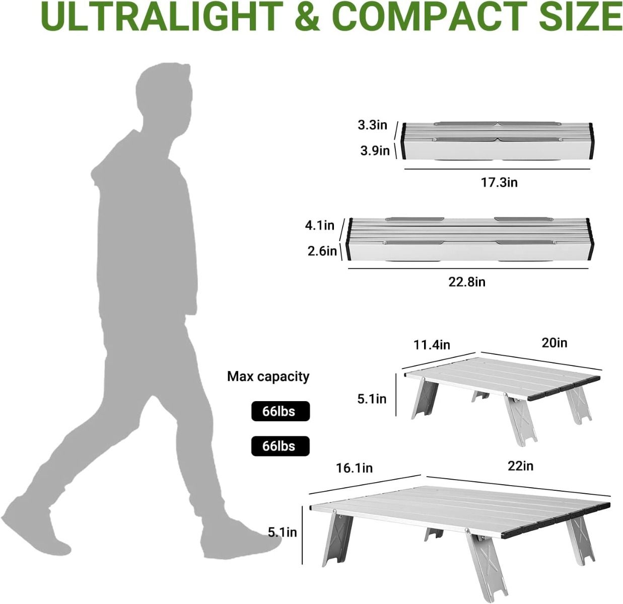 ATEPA Aluminum Table Light Portable Camping Table