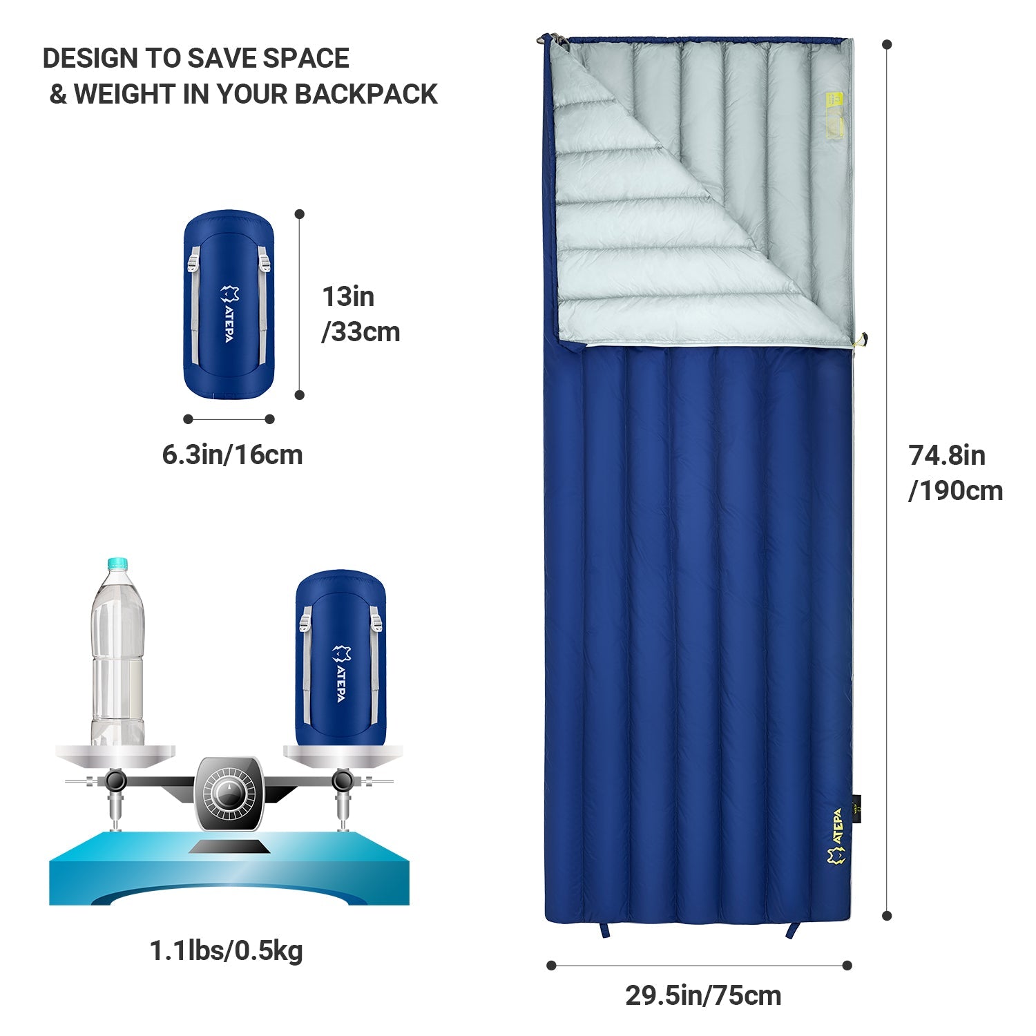 ATEPA Daunen-Umschlagschlafsack 27F / 54F