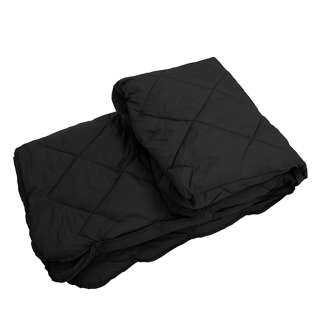 Black Camping Blanket wearable as poncho or sleeping bag