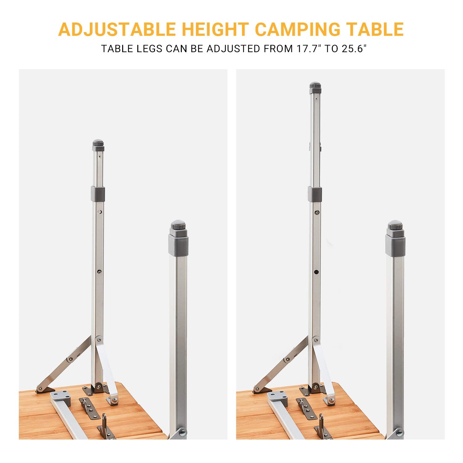 Table de camping carrée pliable en bambou ATEPA 6060