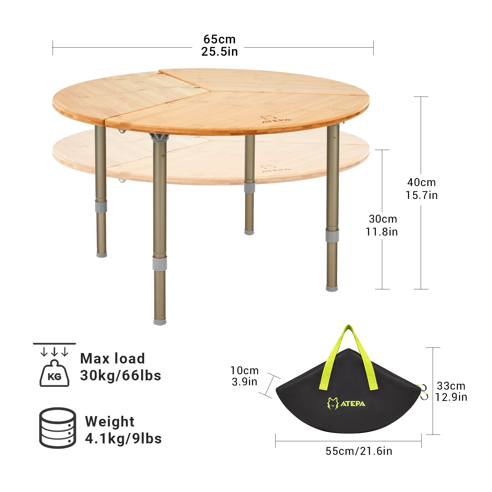 ATEPA 6565 Bambustisch (Klapptisch)