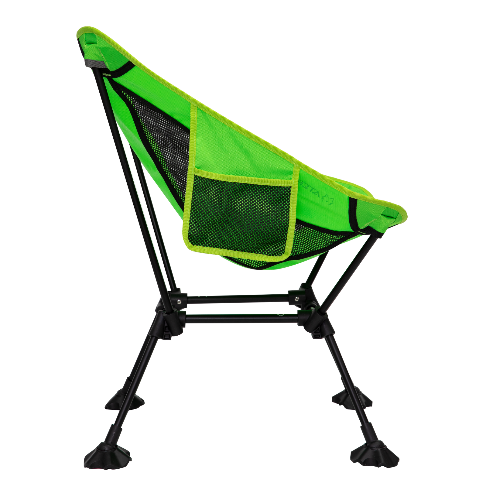 Side view of ultralight camping chair showing reinforced joints and structure