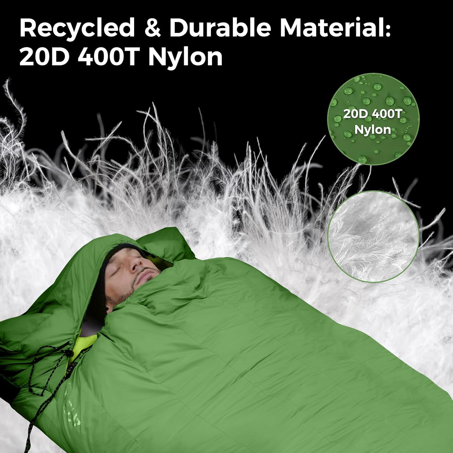 ATEPA 3-in-1 Daunenschlafsack mit Kapuze BULWARK Grün 12°C bis -2°C