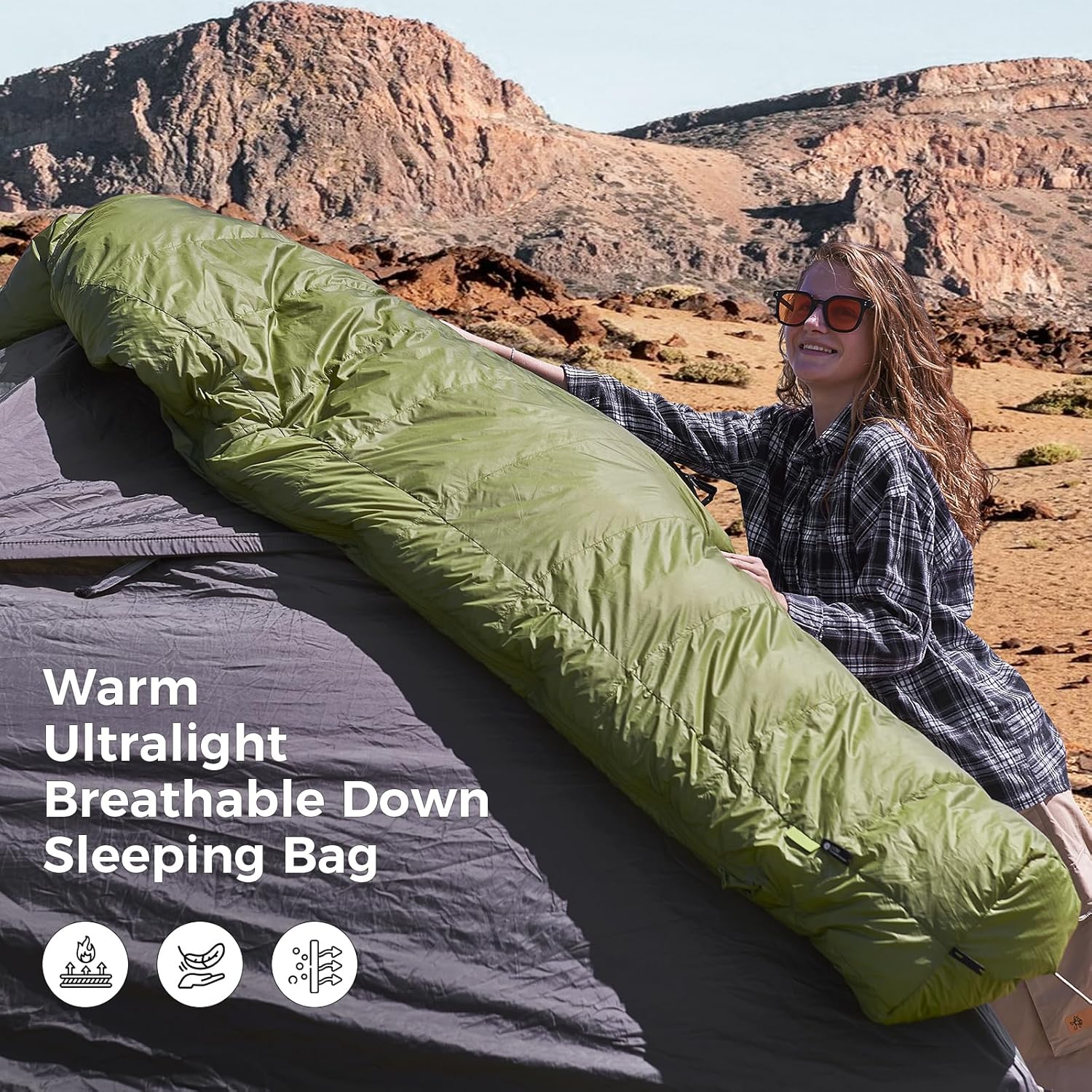 Backpacking Sleeping Bag in Green offering full comfort outdoors
