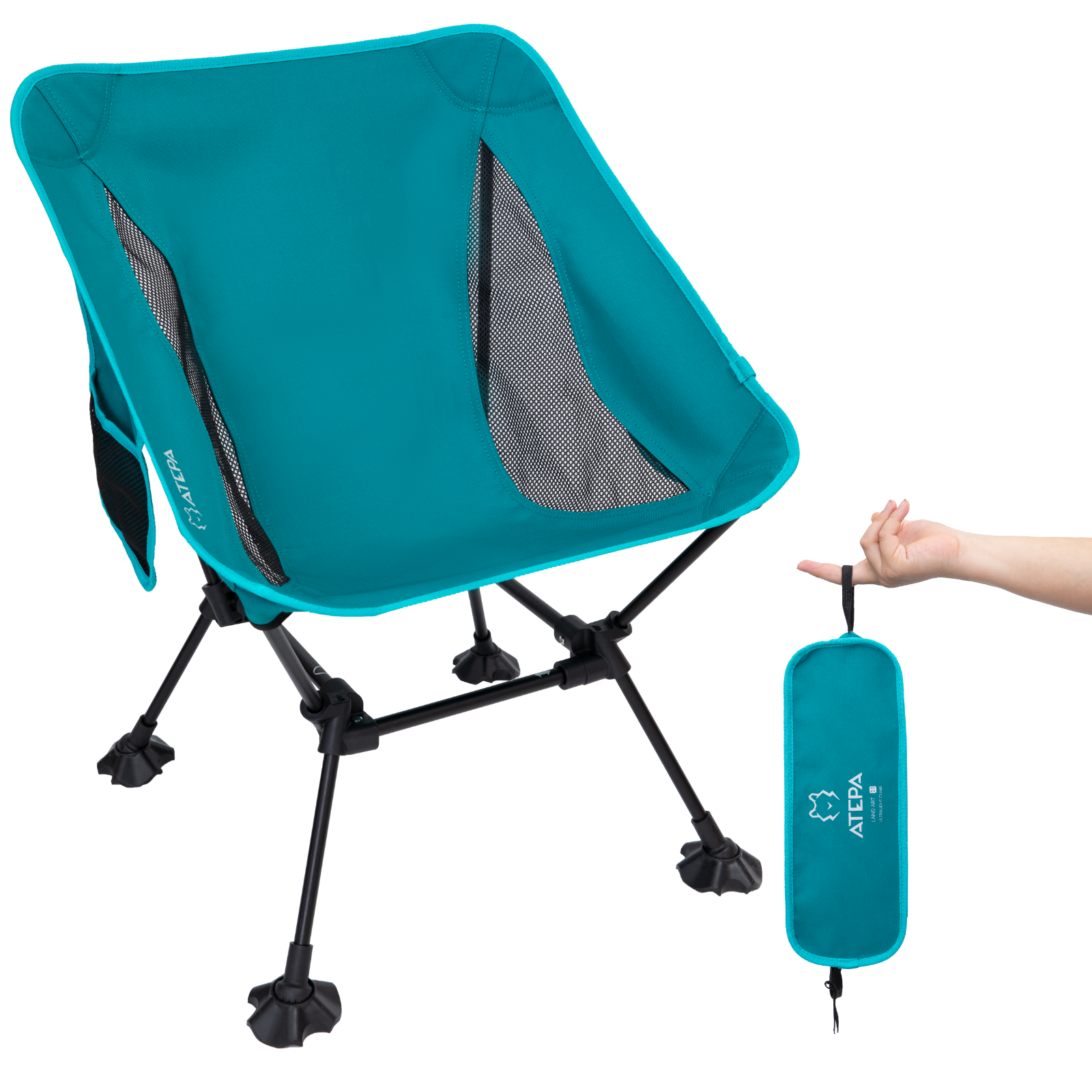 Atepa Ultralight Foldable Camping Chair Black Portable Chair for Camping 1-Pack Darkgreen