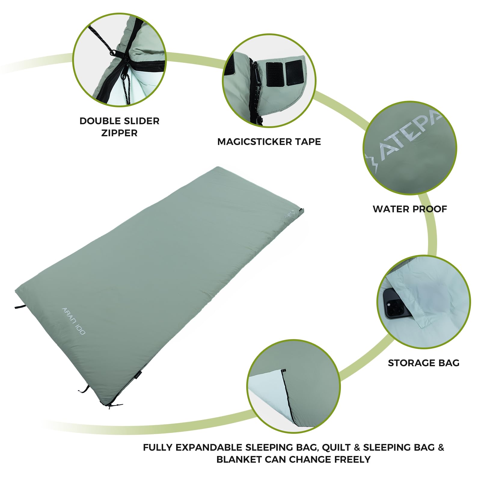 ATEPA Umschlagschlafsack 50°F / 68°F