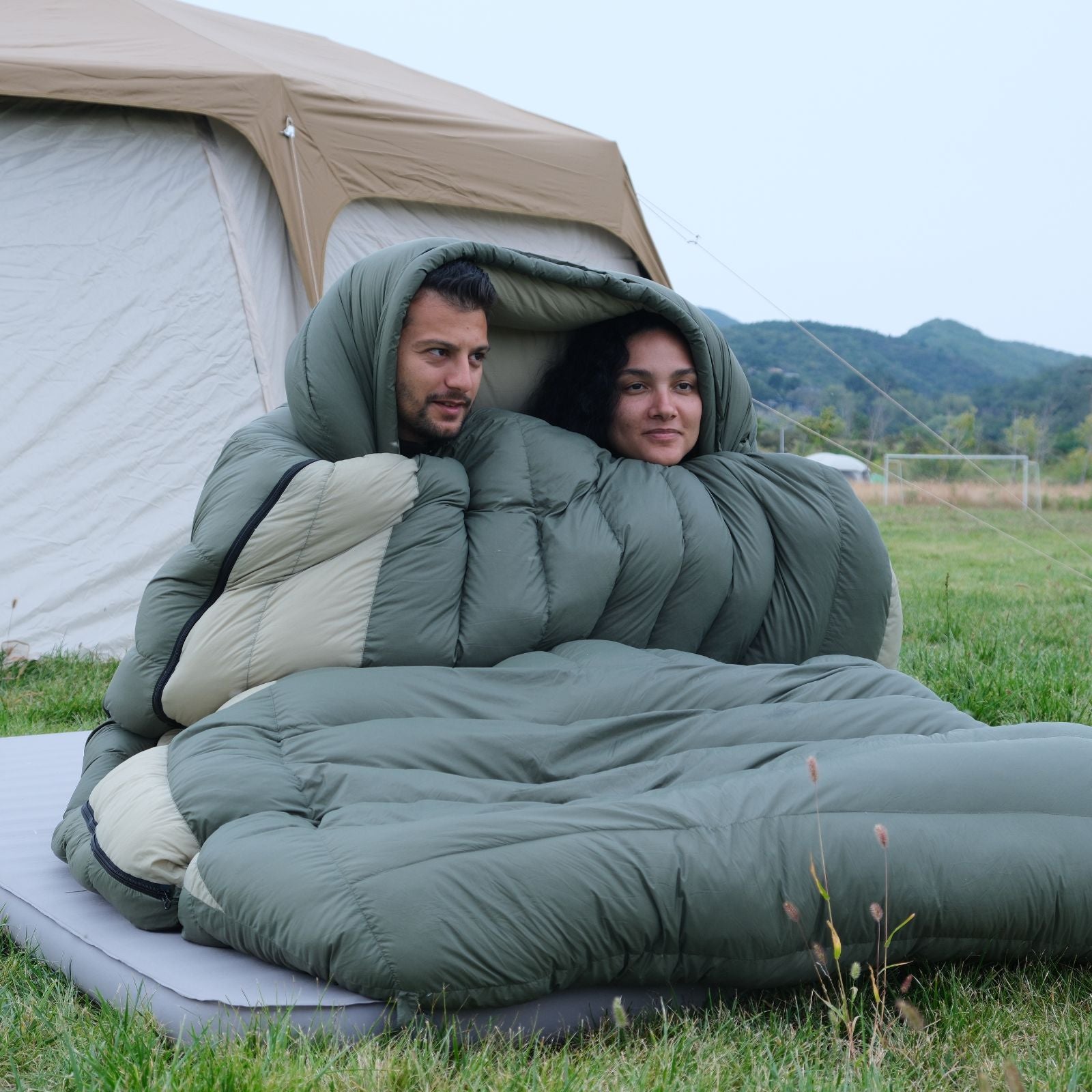 2-Personen-Daunen-Mumienschlafsack für Wintercamping -32,5℉ / 17,6℉
