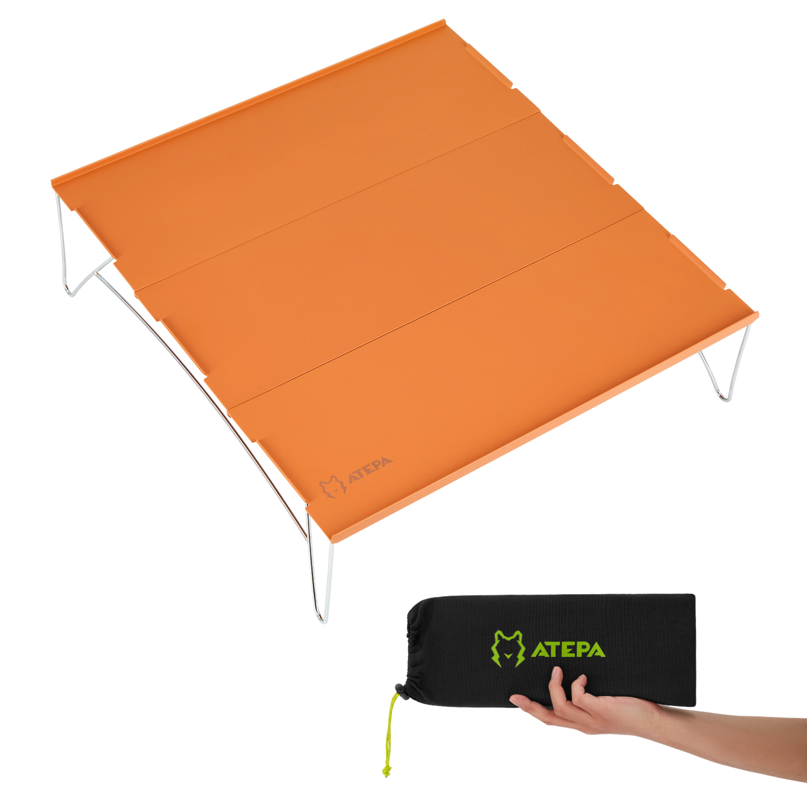 Atepa 3-piece modular camping table for outdoor use khaki