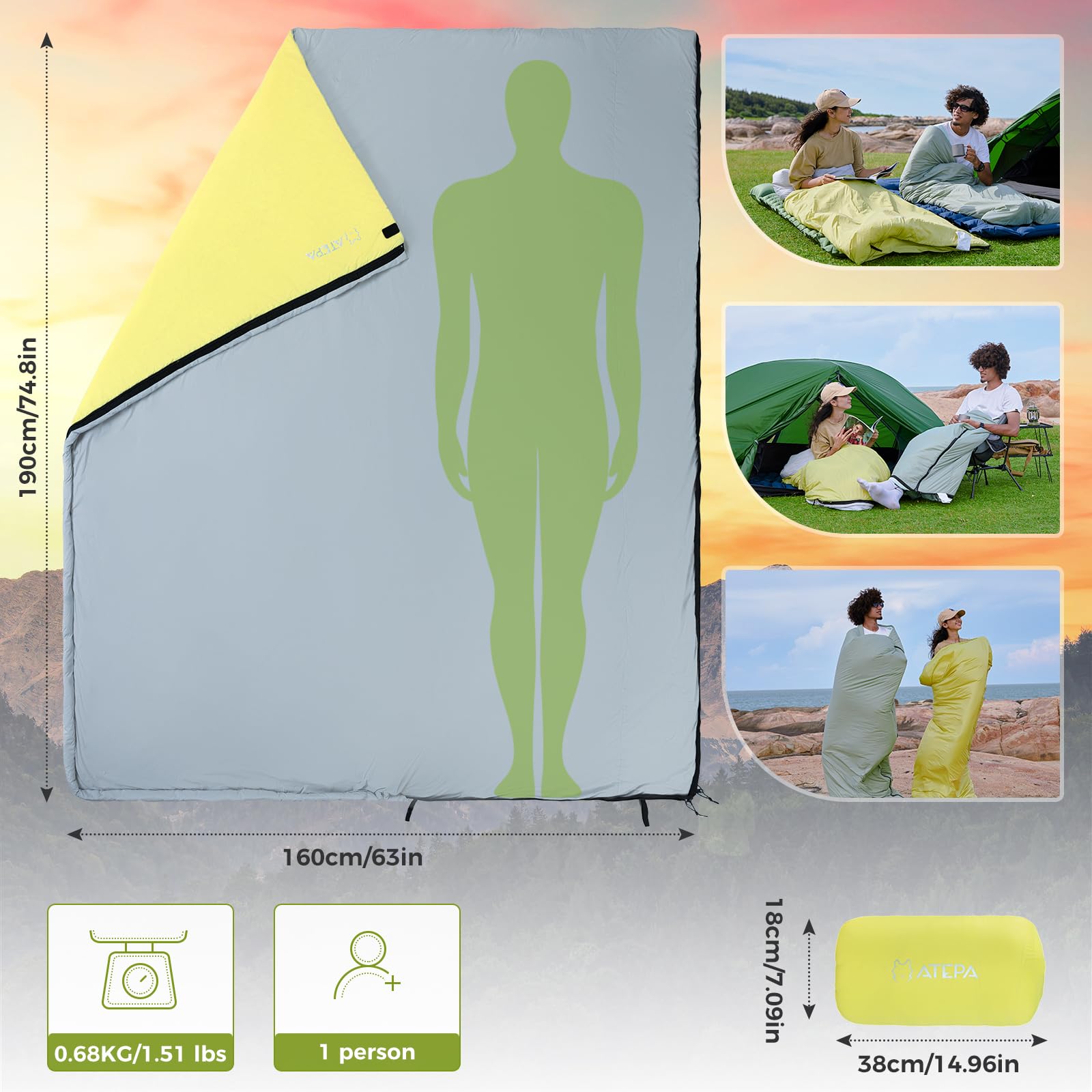 ATEPA Umschlagschlafsack 50°F / 68°F