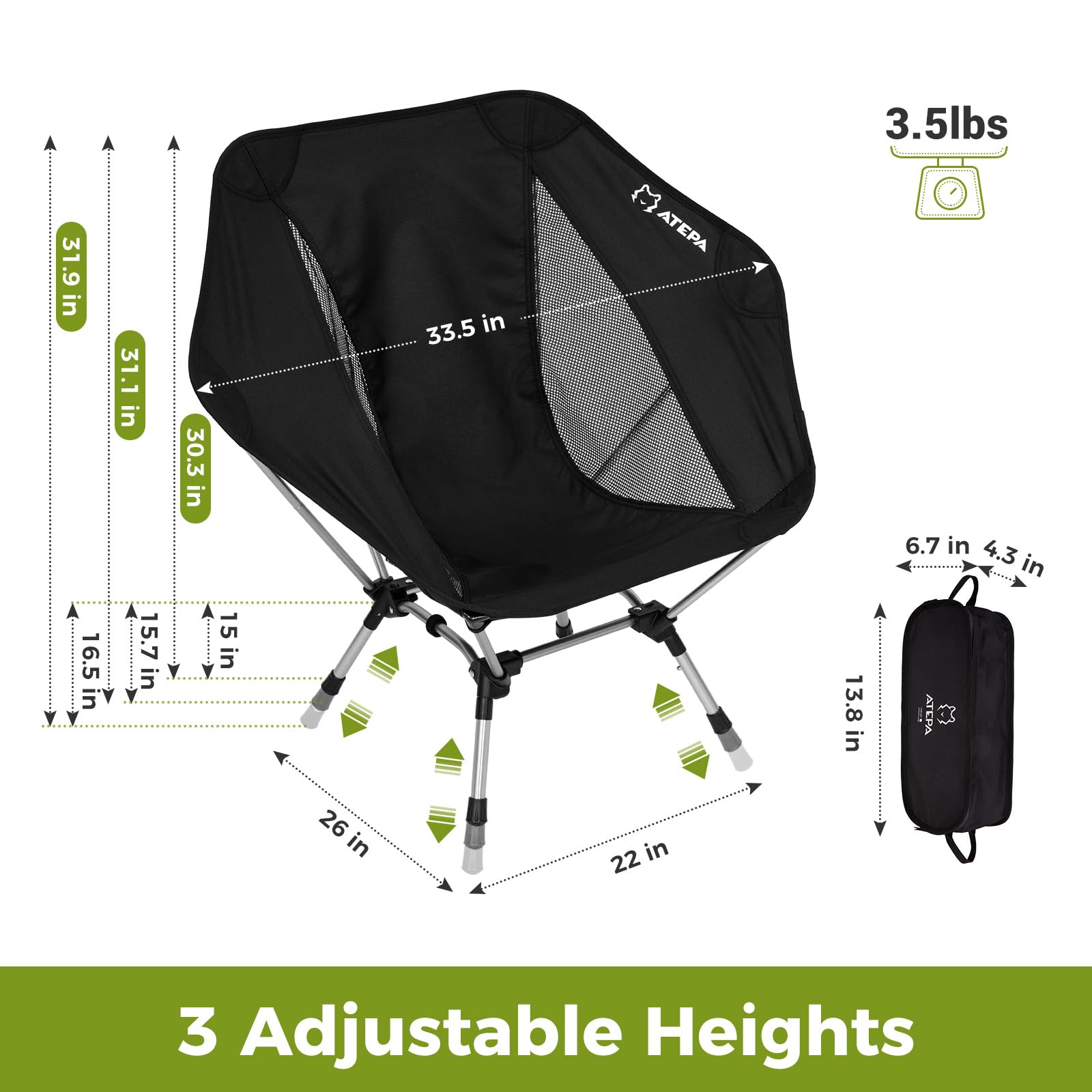 ATEPA Portable Outdoor Chairs Compact & Lightweight