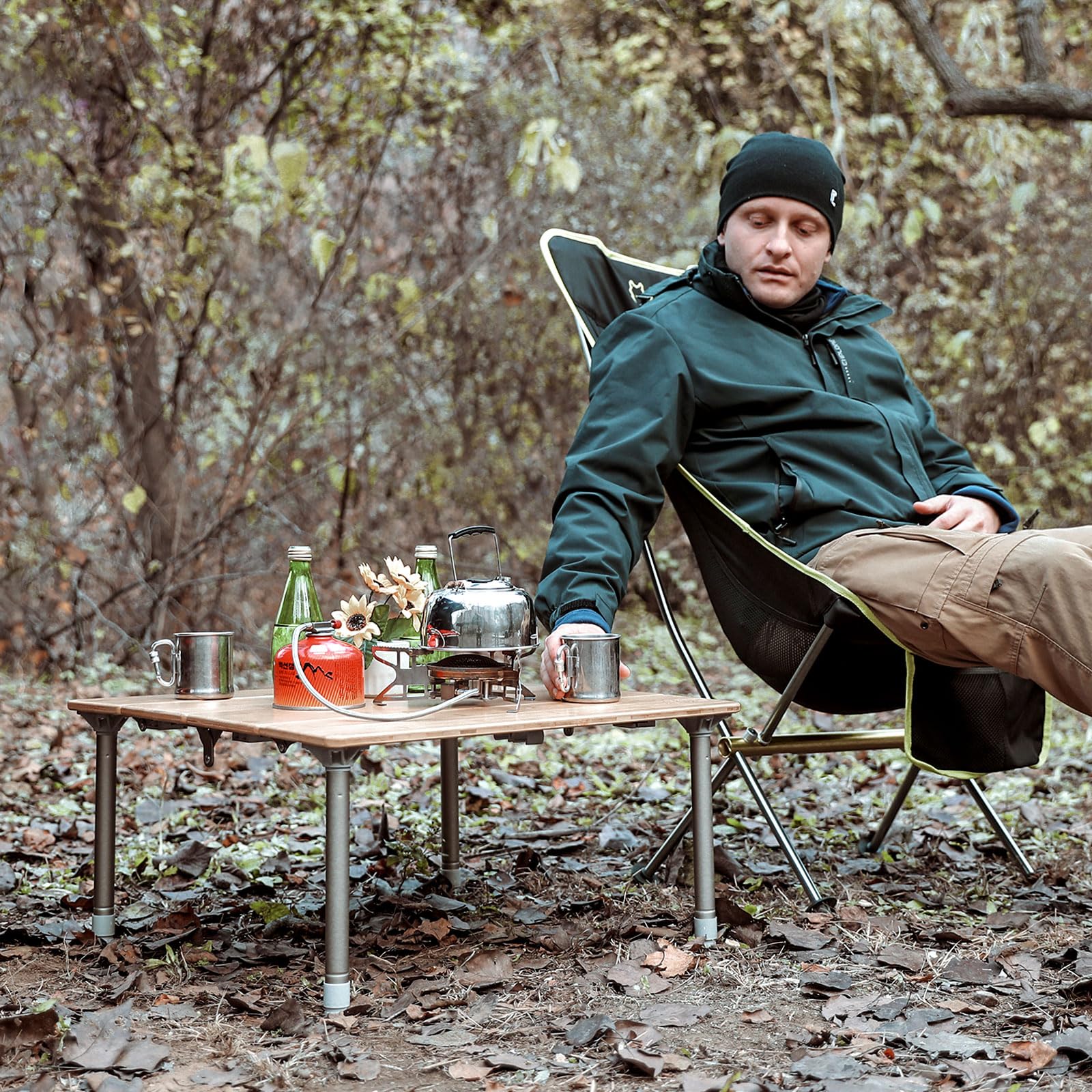 ATEPA Foldable Bamboo Camping Square Table 6060