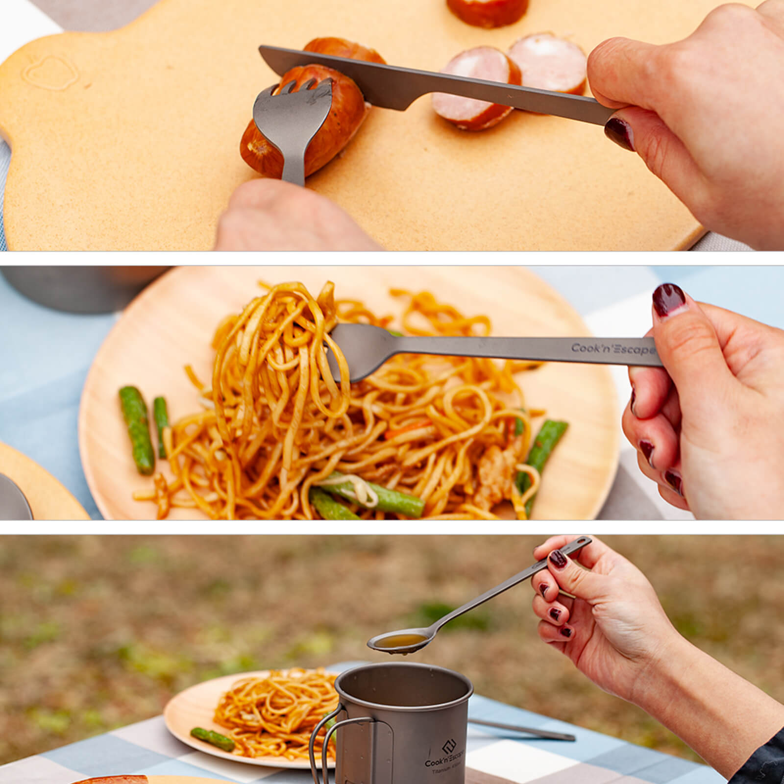 3-Piece Multi-Function Titanium Durable Cutlery Set