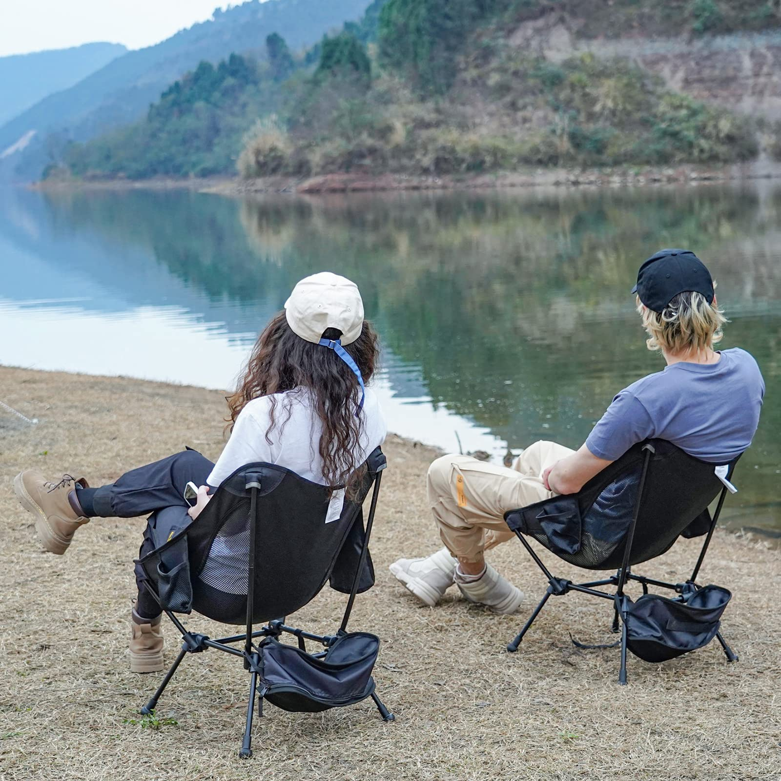 ATEPA Foldable Camping Chair Ultralight Square Tall Chair(2 Pack)