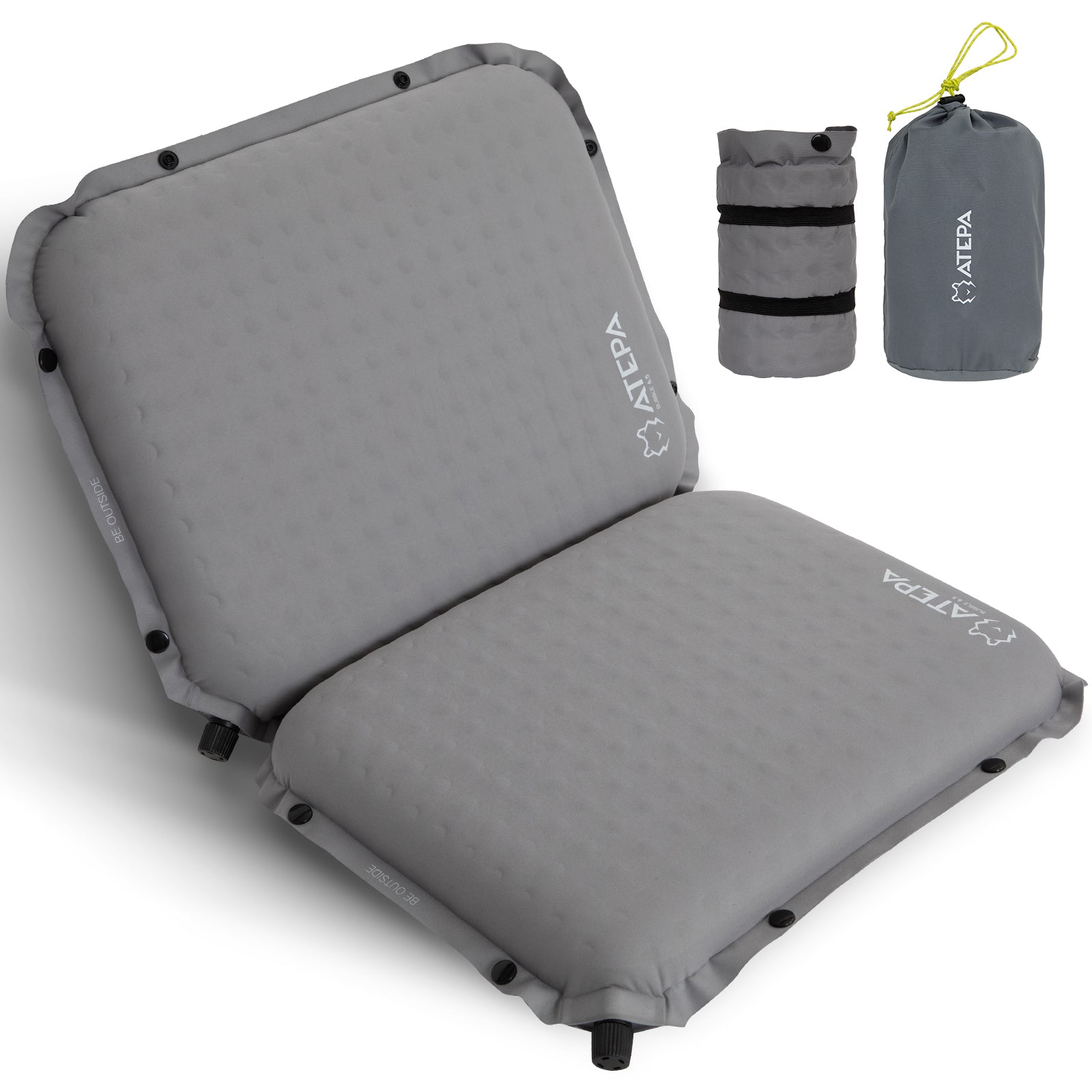 ATEPA self-inflating memory foam seat cushion for outdoor comfort Grey