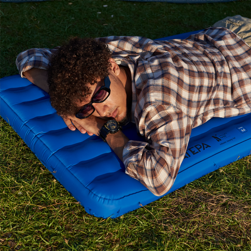 Durable R value sleeping pad navy model for hikers