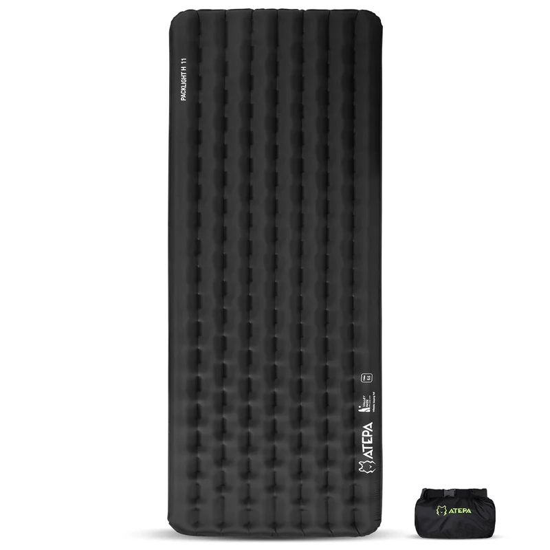ATEPA all-season insulated sleeping pad R value 6.6 Black
