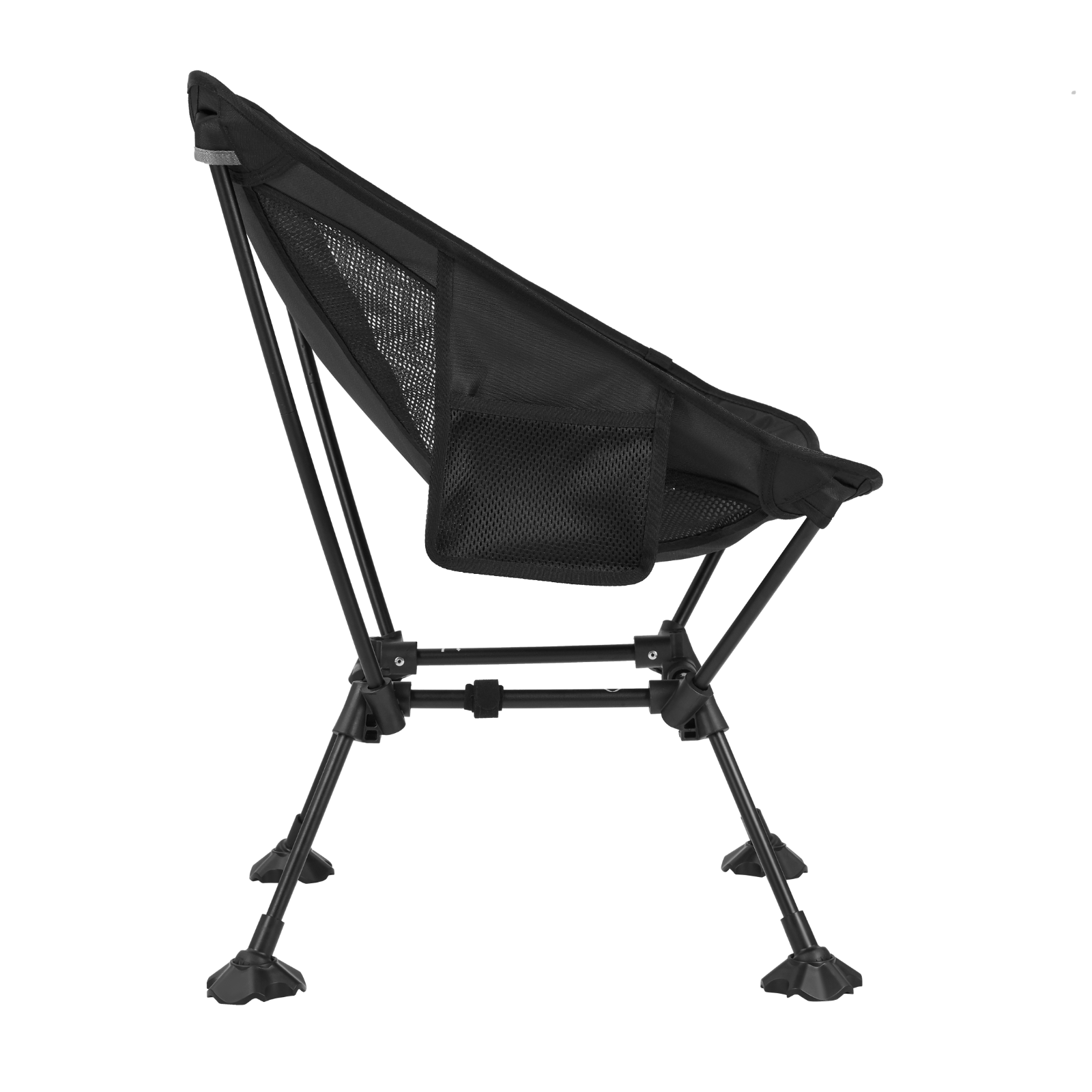 ATEPA Tall Folding Camping Chair side profile displaying the ergonomic high-back design and stable leg support with sand-proof feet