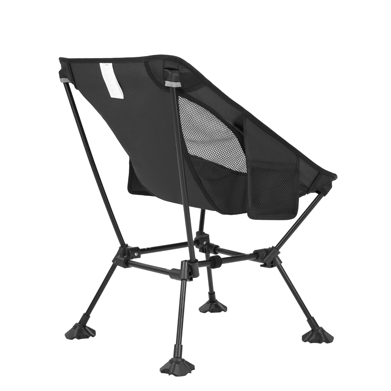 ATEPA Ultralight Tall Camping Chair side view, showcasing the breathable mesh panel and convenient side storage pocket on the lightweight frame