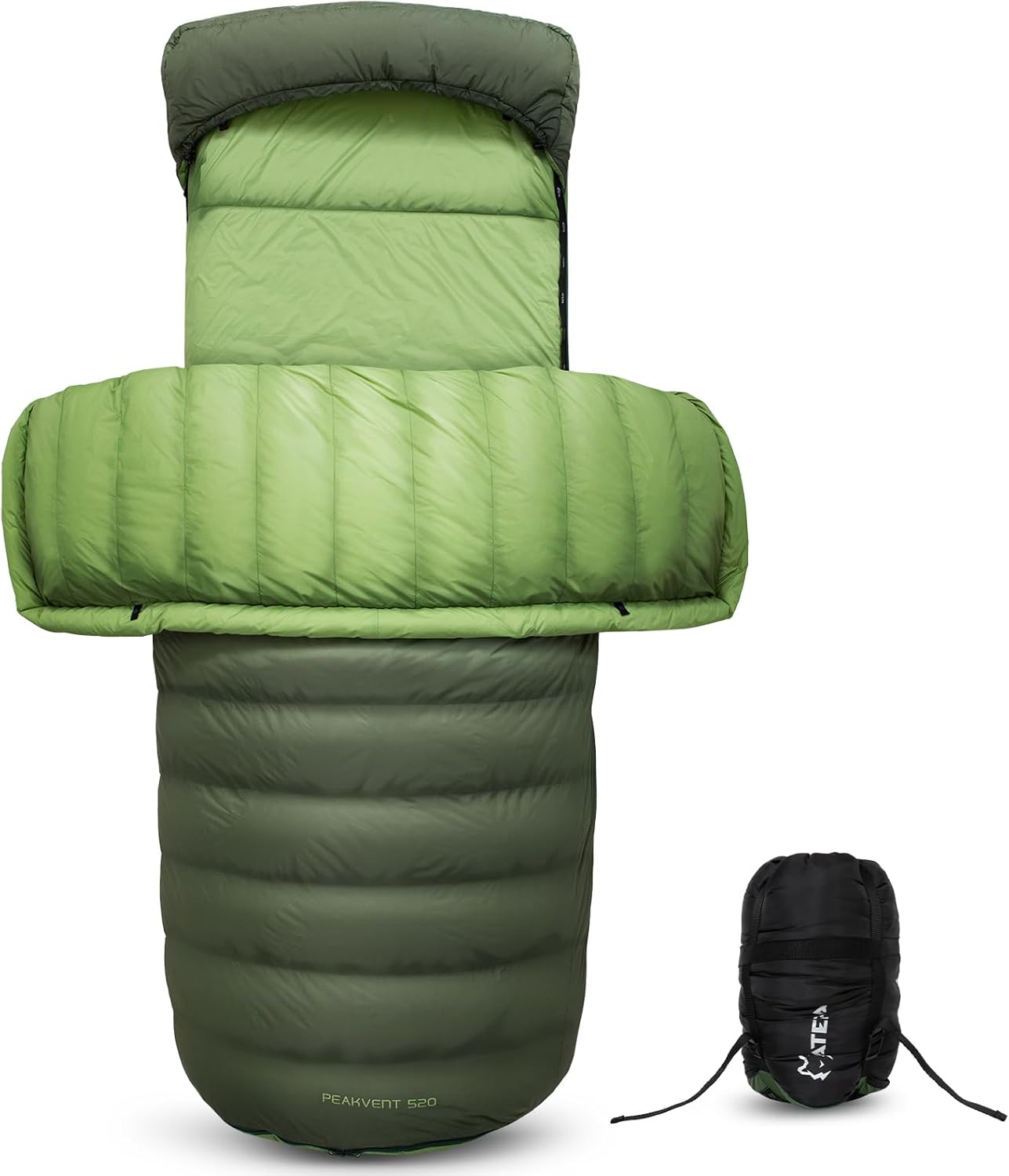 schlafsack backpacker Atepa 3 in 1 Down Backpacking Sleeping Bag 44.6F to 10.4F Green