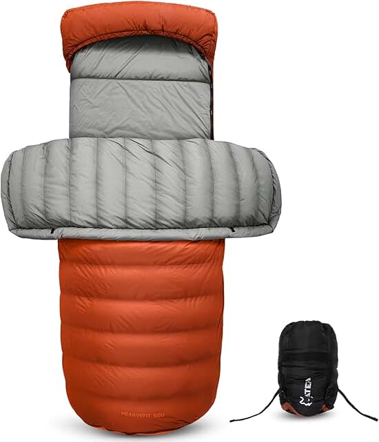 schlafsack orange Atepa 3 in 1 Down Backpacking Sleeping Bag 44.6F to 10.4F Orange