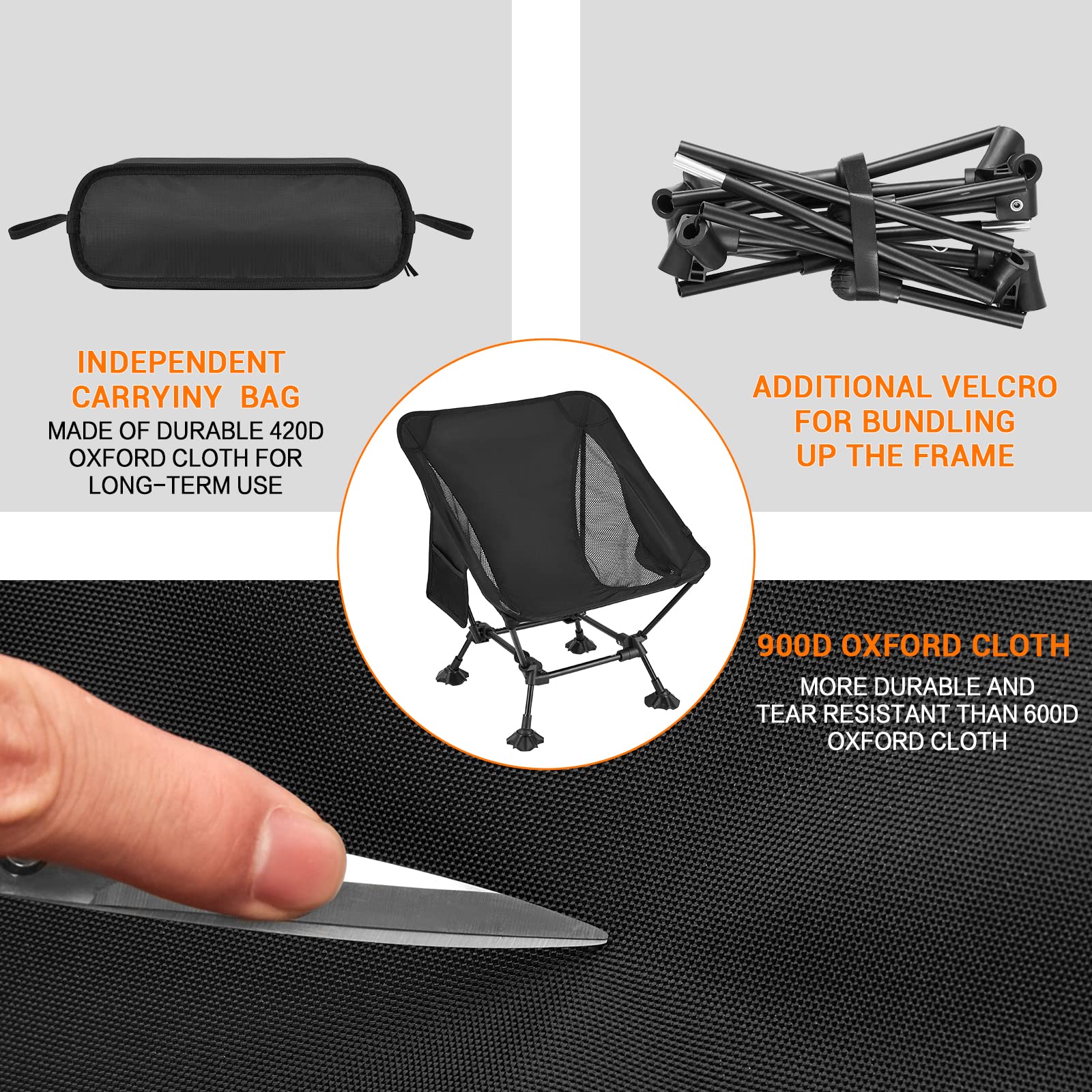ATEPA Foldable Camping Chair Ultralight Square Low Chair(2 Pack)
