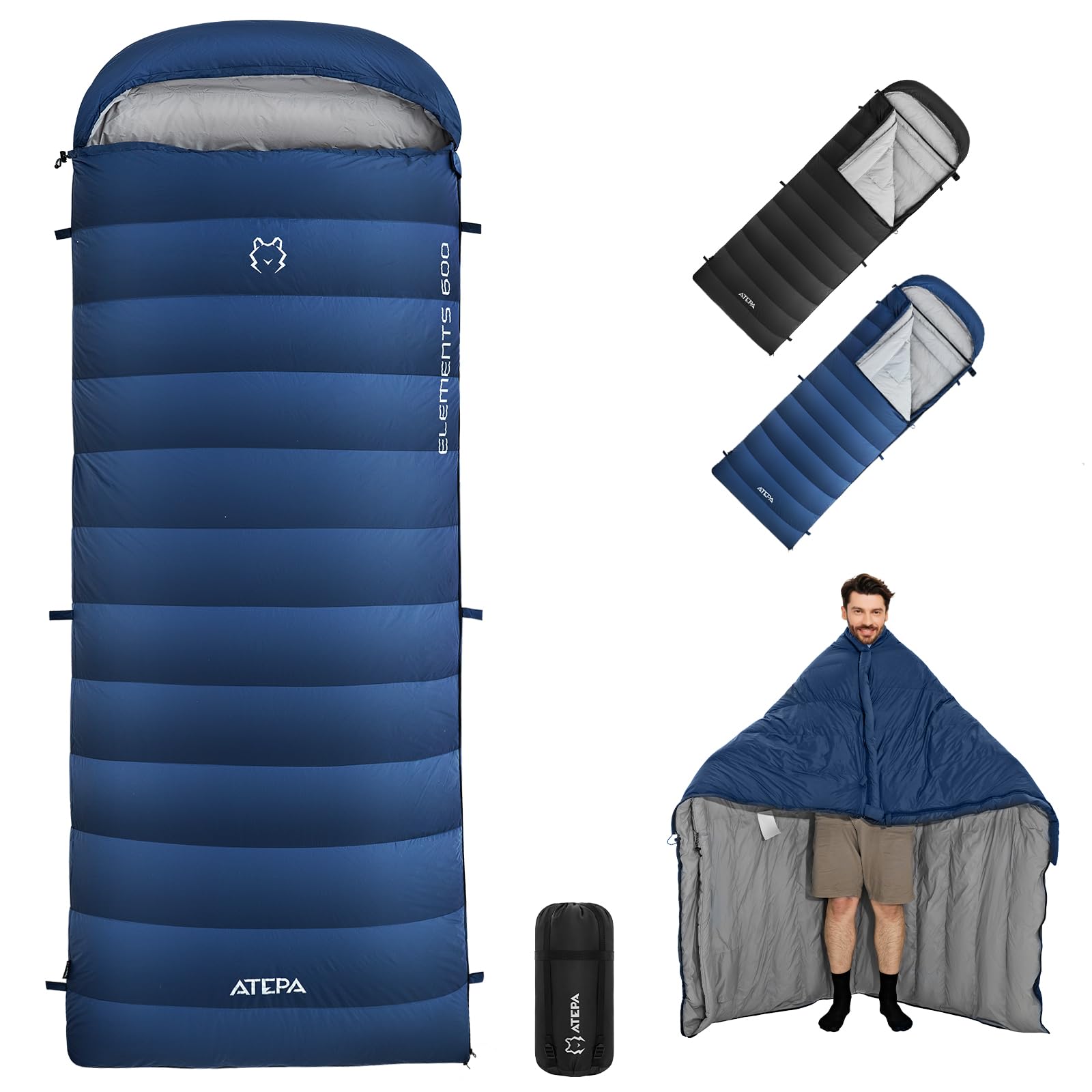 Atepa Coldmaster 3-in-1 down sleeping bag waterproof sleeping bag navy