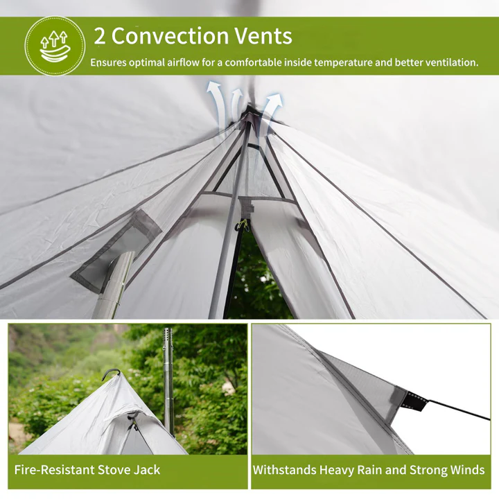 ATEPA 1-Person Ultralight Camping Tent with Fire-Resistant Stove Jack
