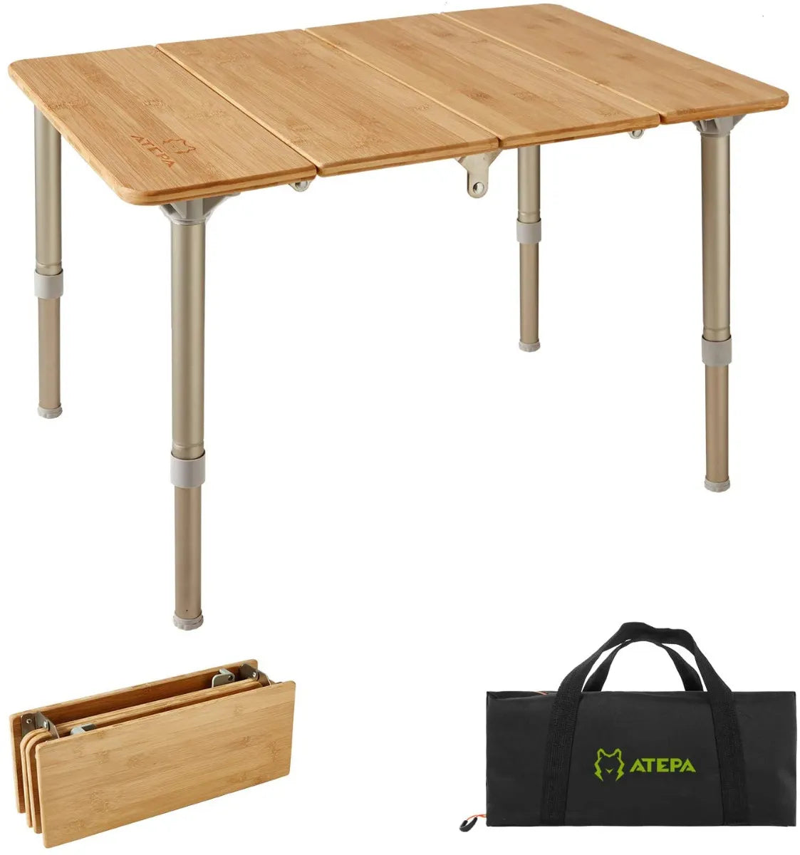 ATEPA 80x60 bamboo camping table for outdoor cooking