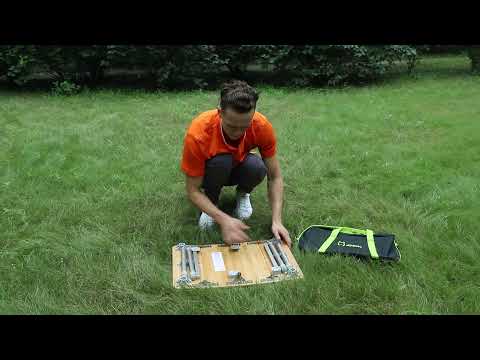 Table de camping carrée pliable en bambou ATEPA 6060