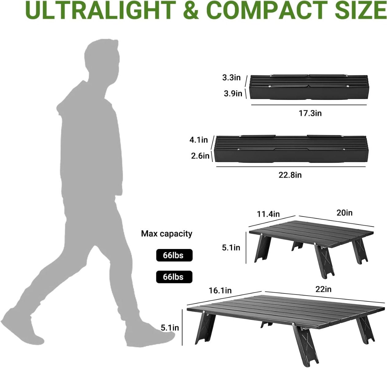ATEPA Aluminum Table Light Portable Camping Table