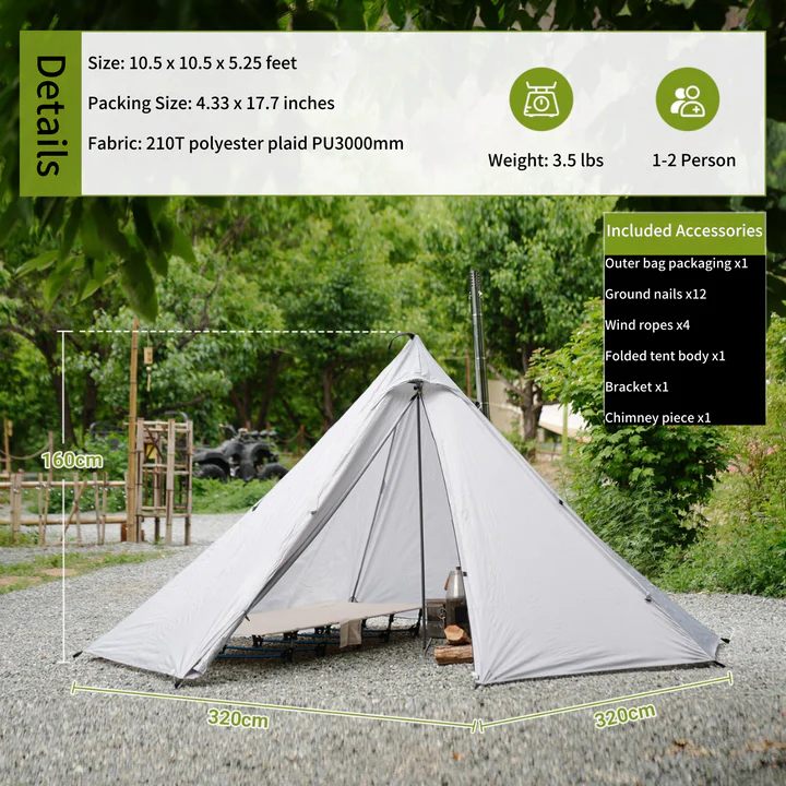ATEPA 1-Person Ultralight Camping Tent with Fire-Resistant Stove Jack