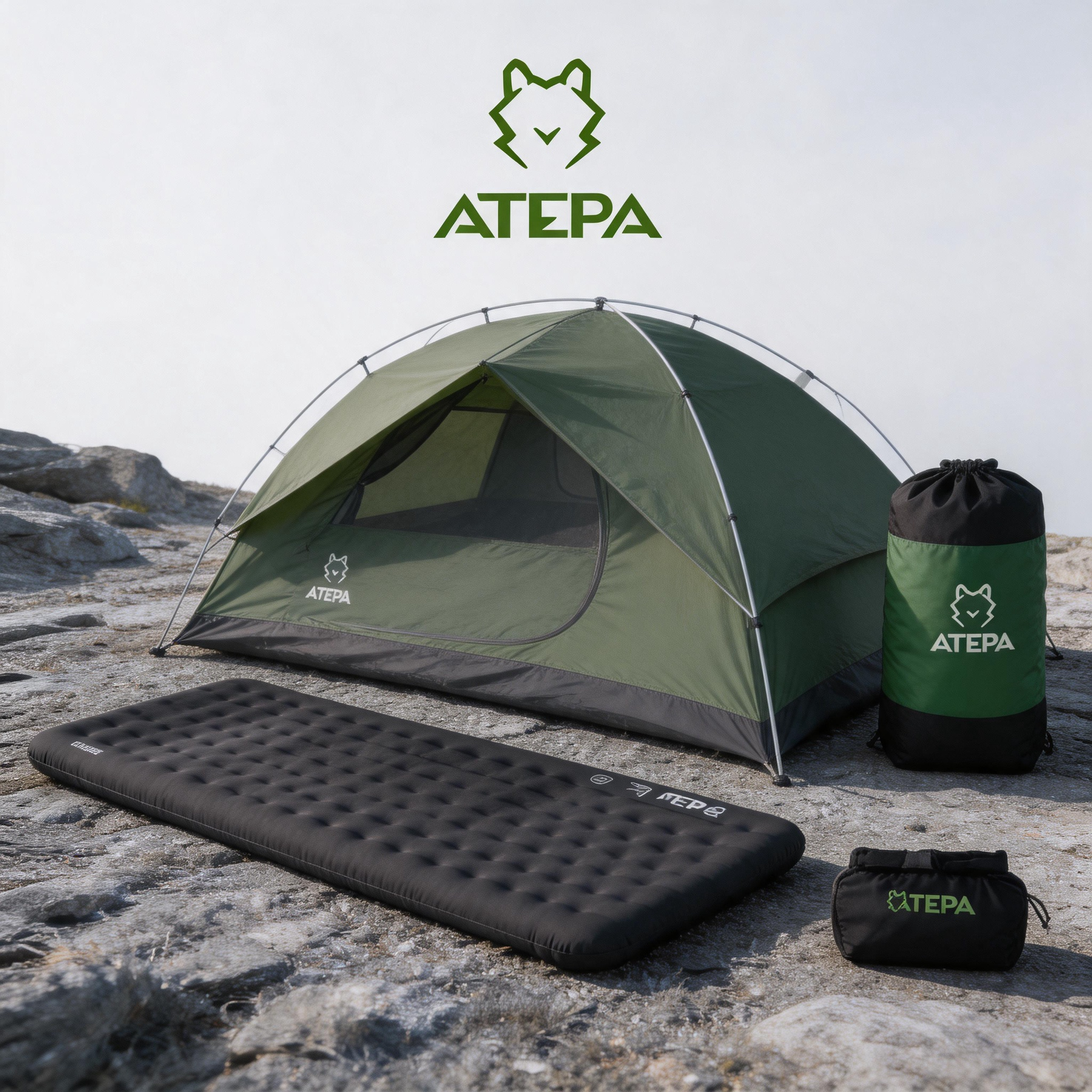 ATEPA 2-Piece Backpacking Camping Bundle – 1-Person Ultralight Tent & R-Value 6.6 Insulated Sleeping Pad