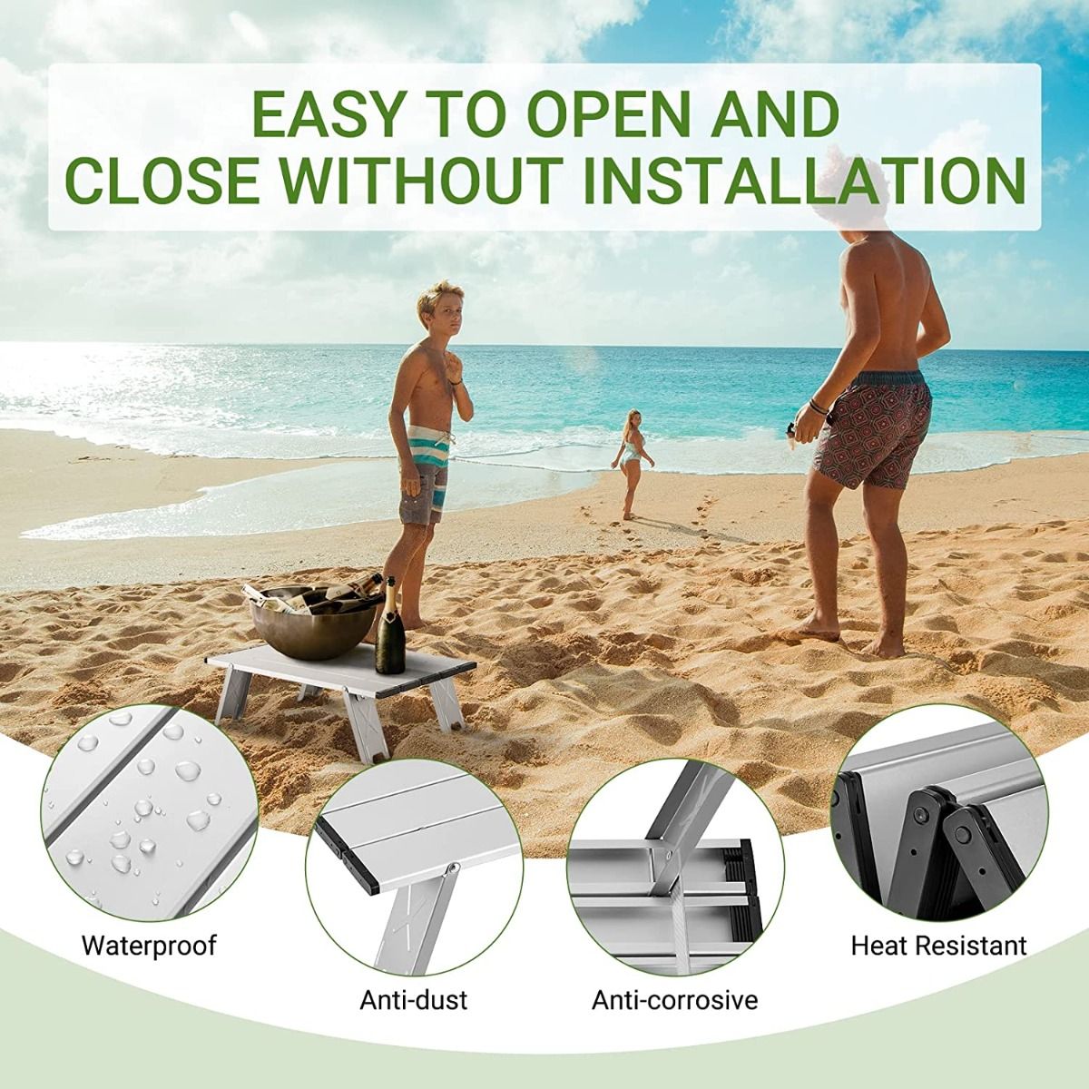 ATEPA Aluminum Table Light Portable Camping Table