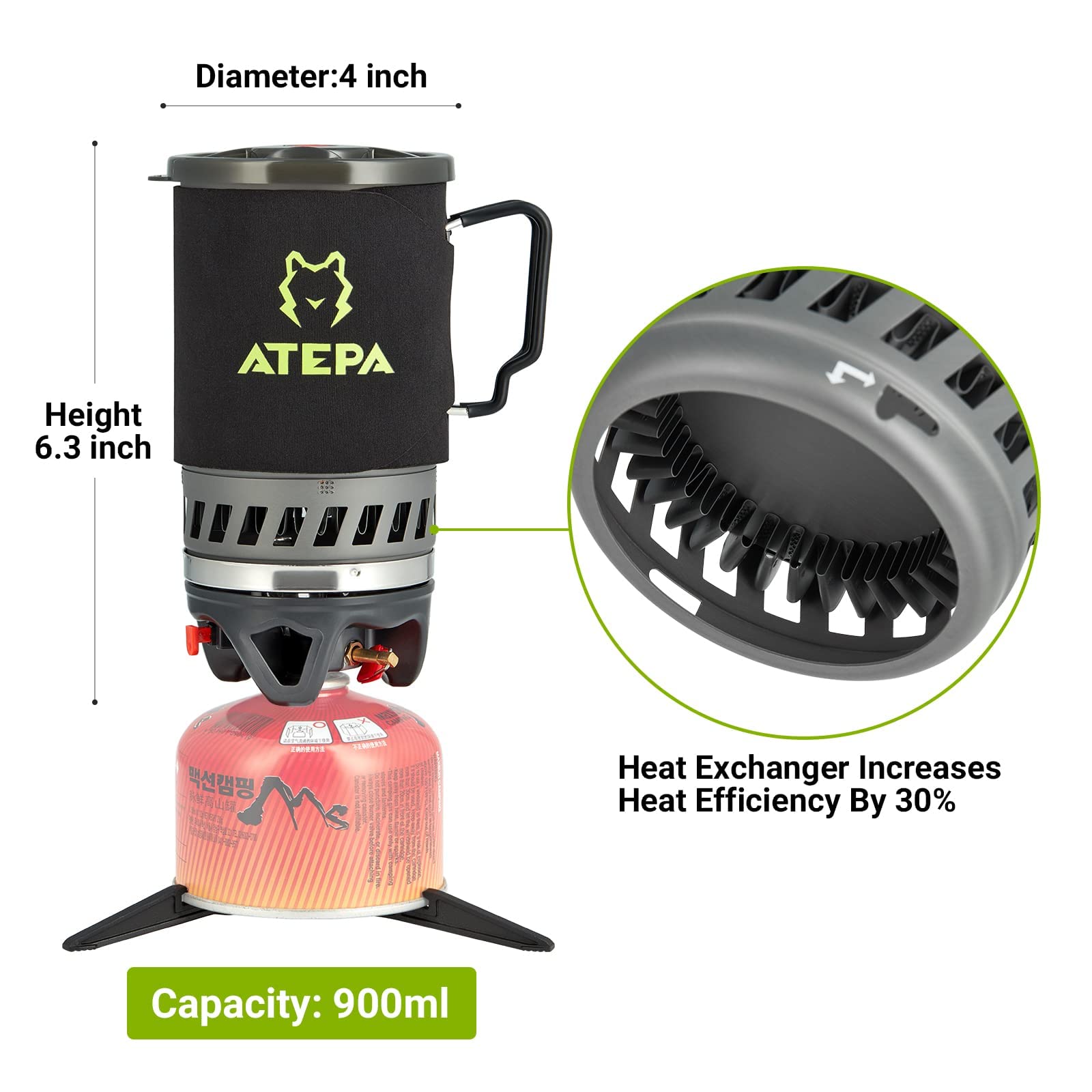 ATEPA Portable Backpacking Stove 0.9L/1.8L