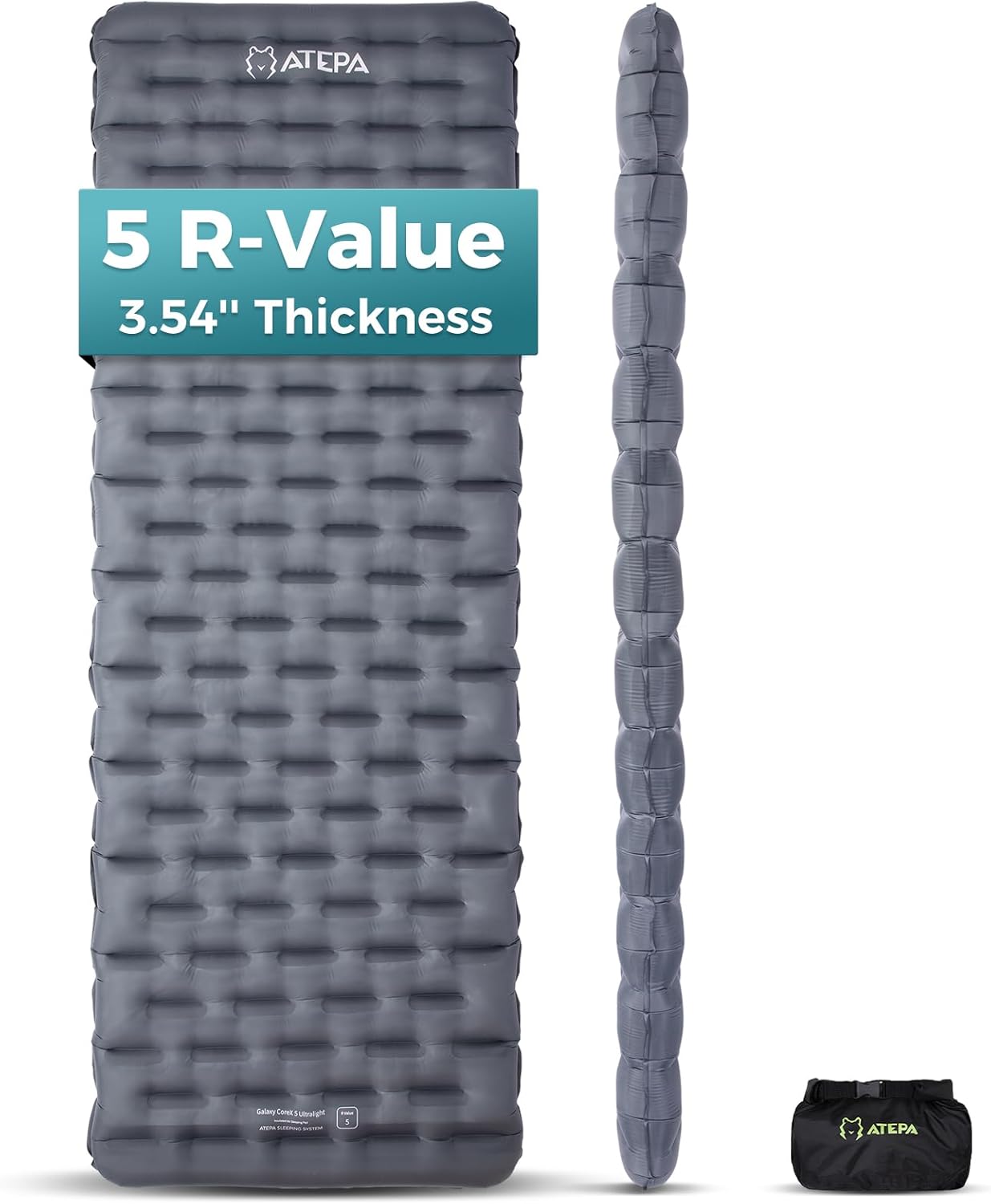 ATEPA Ultralight Sleeping Pad for Backpacking R-Value 5.0 GREY