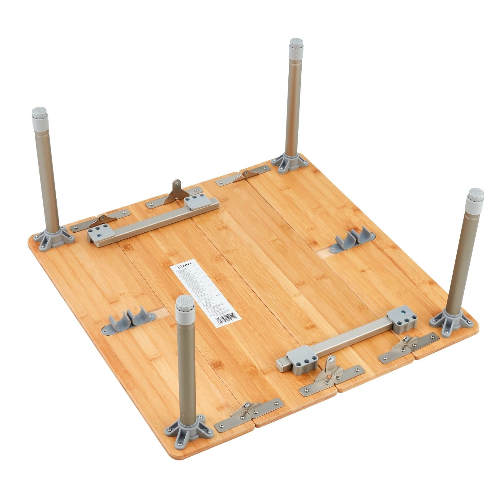ATEPA Faltbarer quadratischer Campingtisch aus Bambus 6060