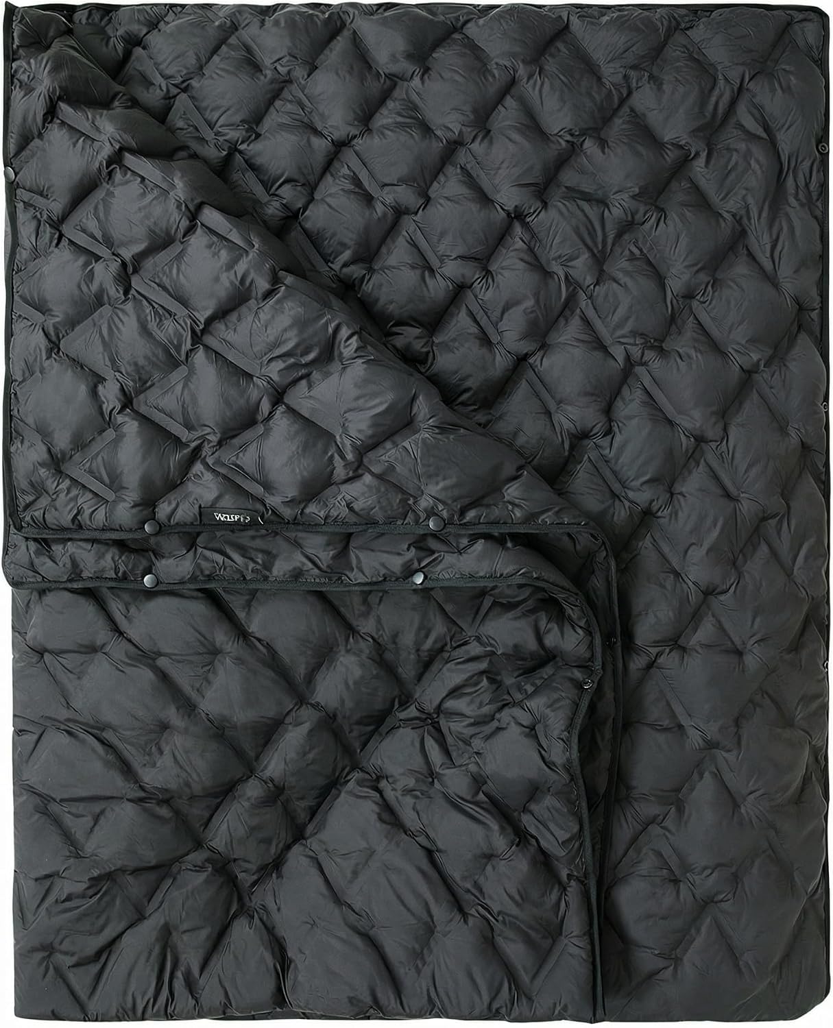 ATEPA AERO Down Camping Blanket, Lightweight Packable Puffy Blanket with Recycled Down Alternative Insulation, Water-Resistant Outdoor Quilt for Backpacking, Stadium, Festival, 78" x 57", Black