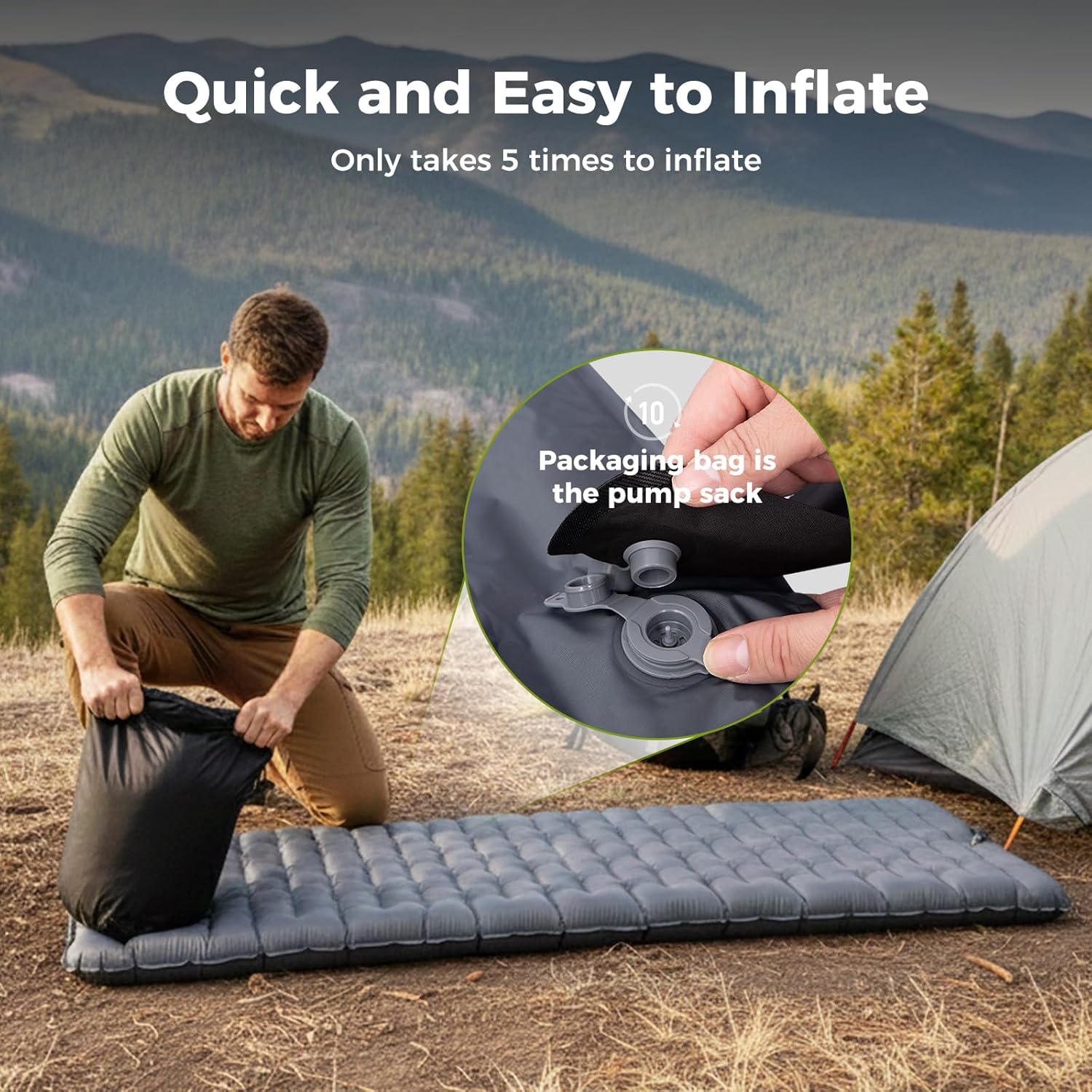 ATEPA Ultralight Sleeping Pad for Backpacking R-Value 5.0 GREY