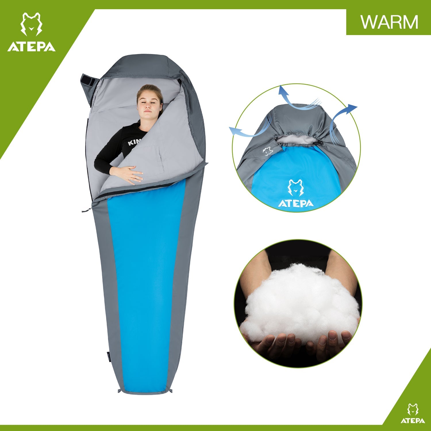 ATEPA Mumienschlafsack 32°F / 50°F