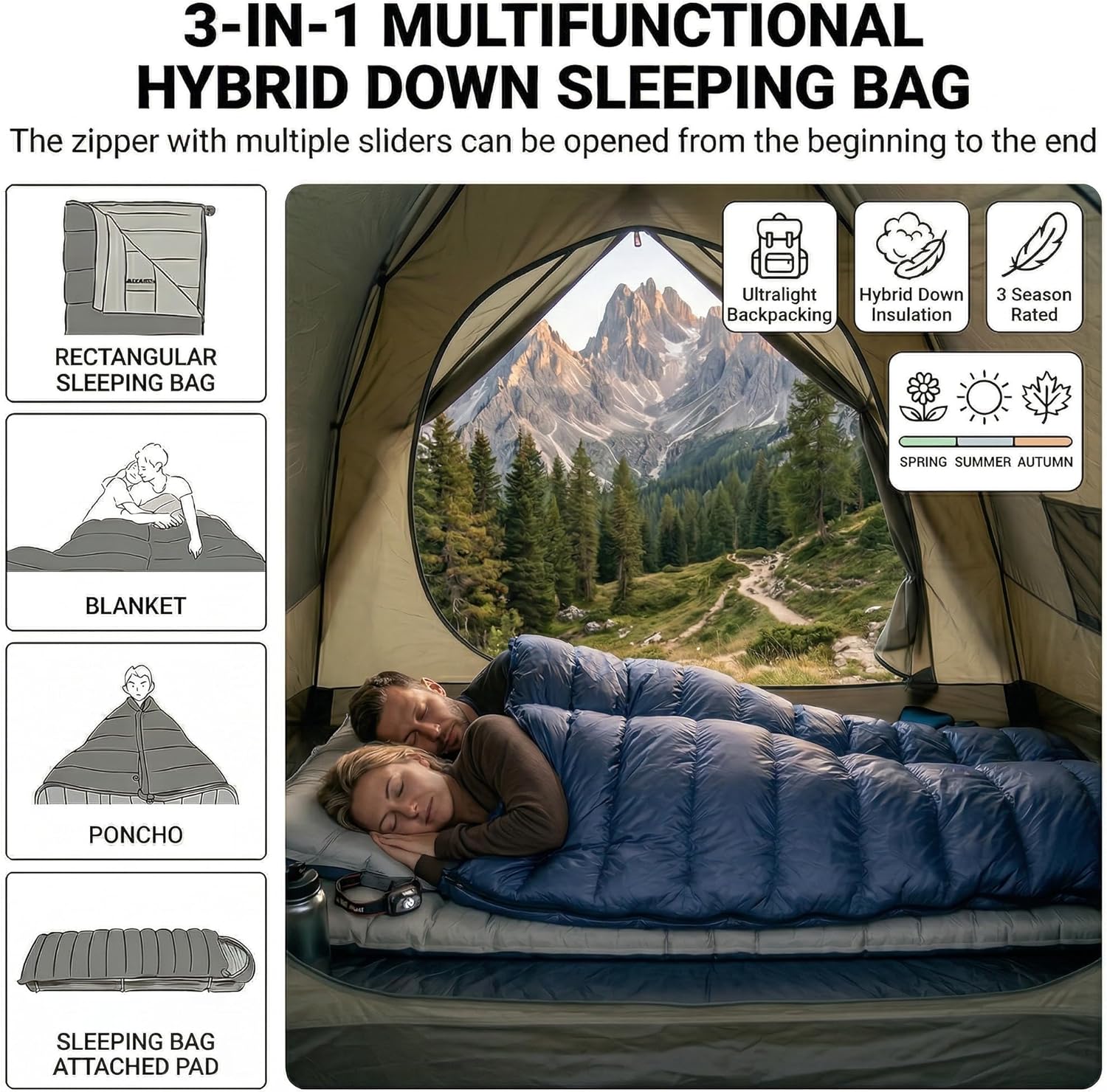 ATEPA Coldmaster™ Down Sleeping Bag 30°F | Ultralight & Warm