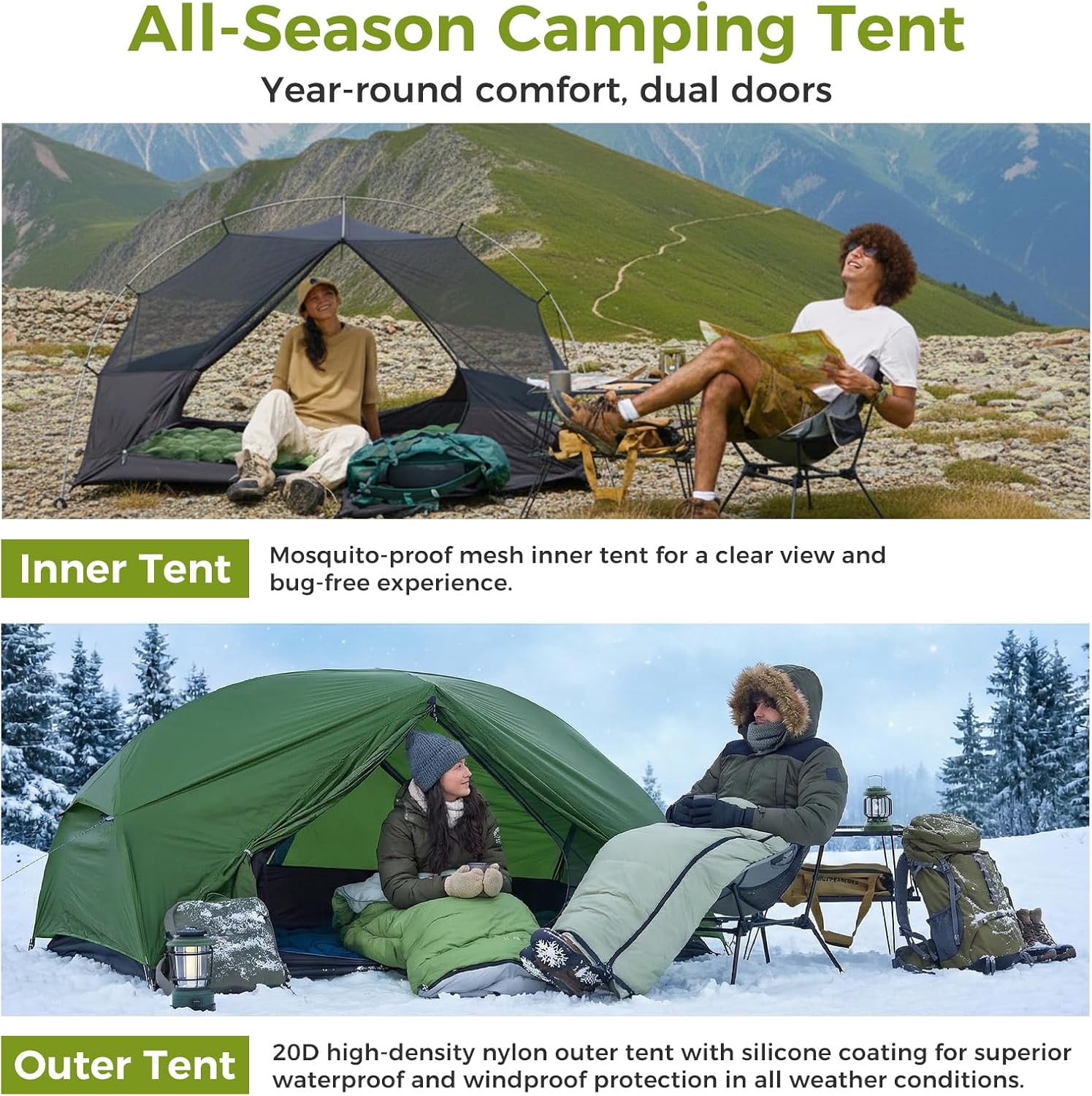 ATEPA 1-Person Ultralight Backpacking Tent | Lightweight Shelter