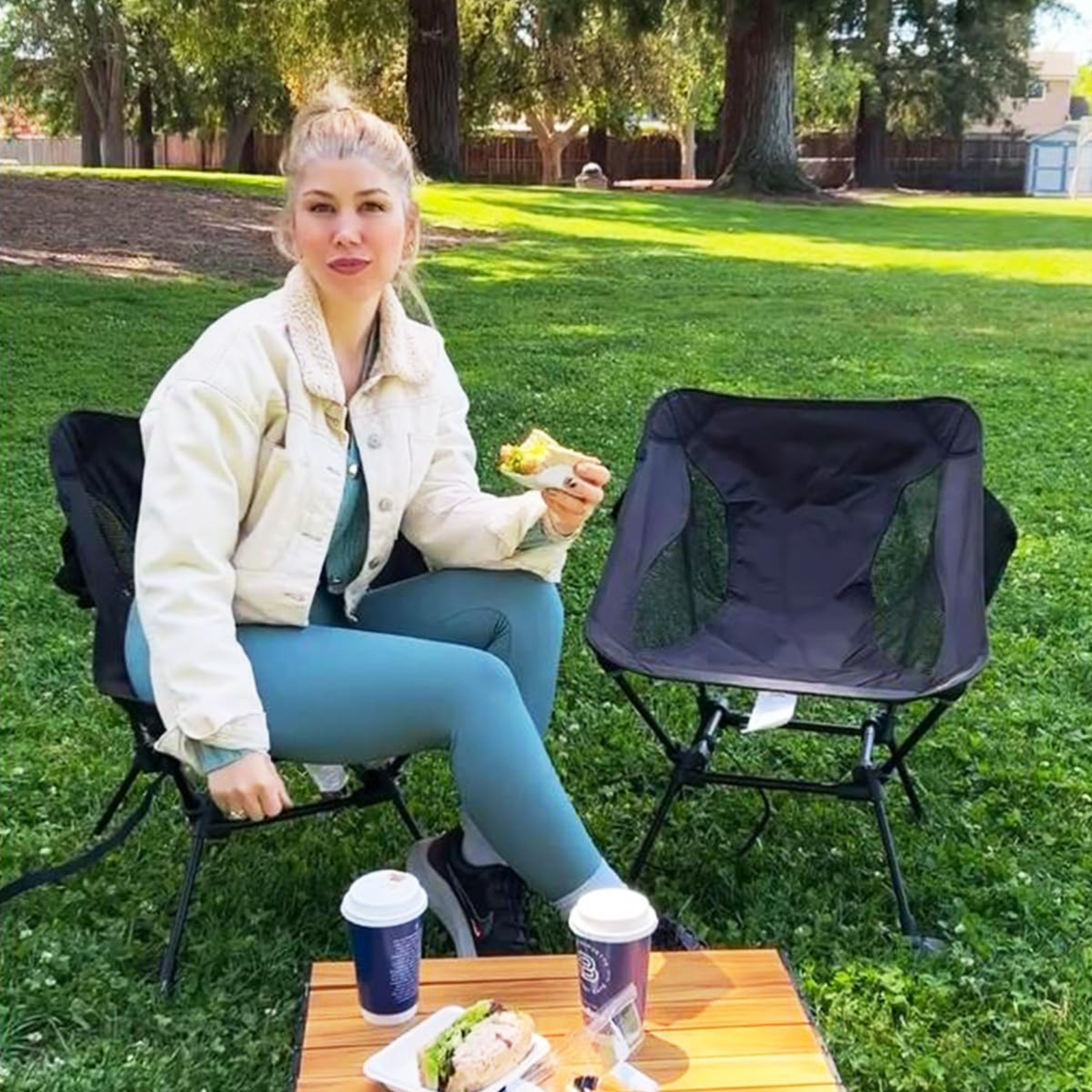 ATEPA Klappbarer Campingstuhl, ultraleicht, quadratisch, hoher Stuhl (2er-Pack)
