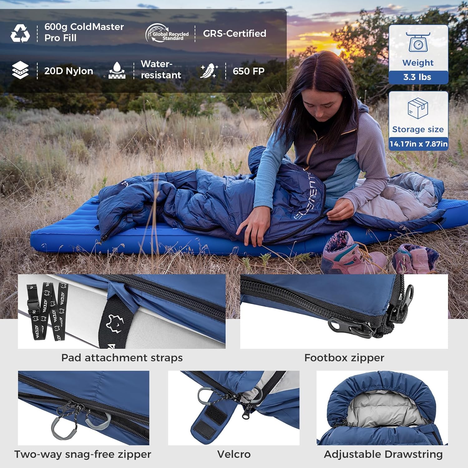 ATEPA Coldmaster™ Down Sleeping Bag 30°F | Ultralight & Warm